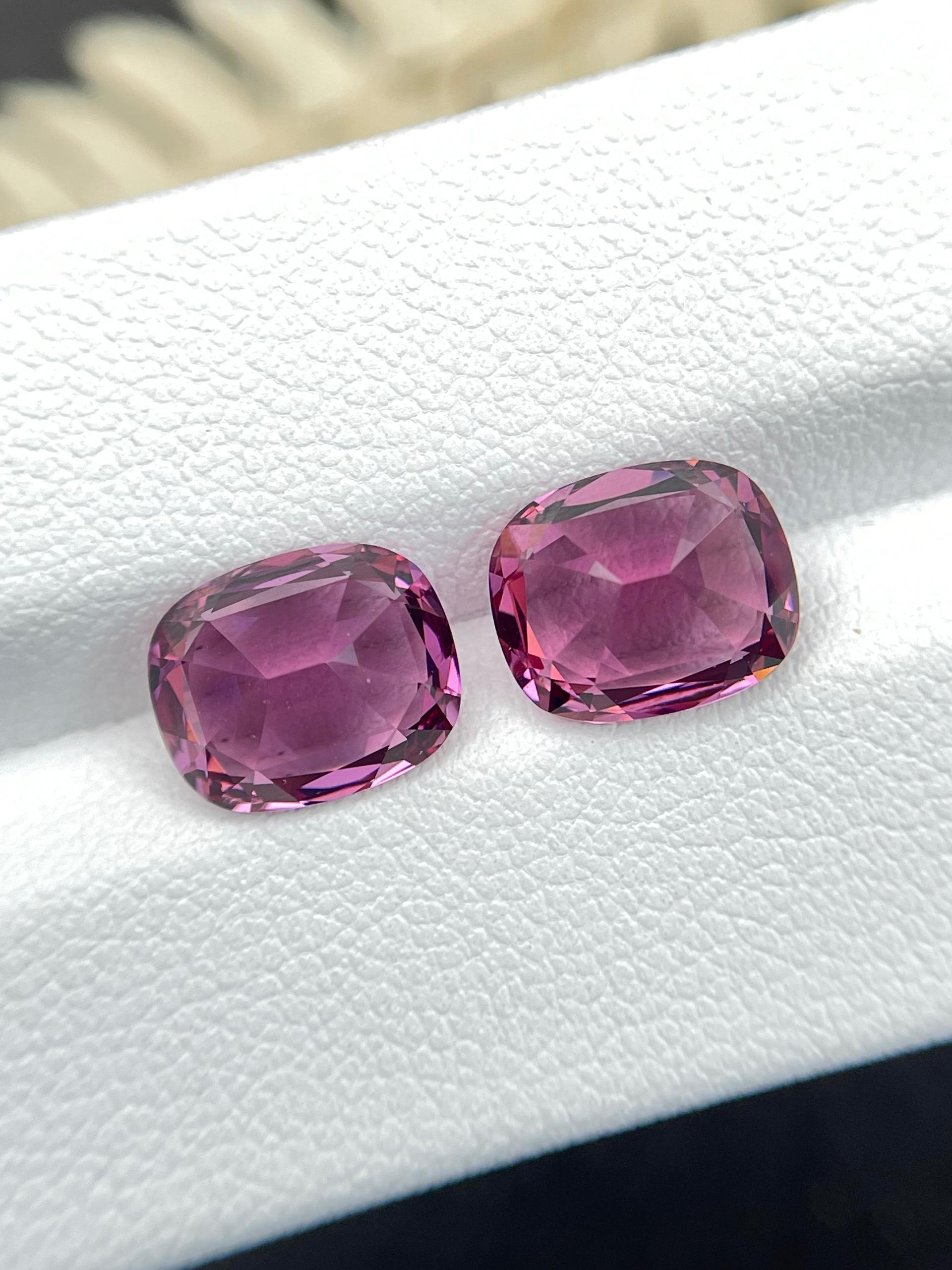 bubblegum pink rose garnet, 6.29ct cushion cut — view 6