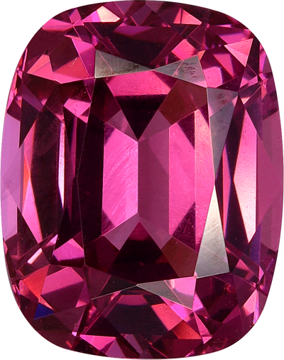 Cushion cut rose garnet, 10.14 by 8.01 mm, shown at actual size