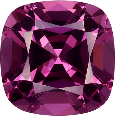 Cushion cut rose garnet, 7.07 by 7.05 mm, shown at actual size