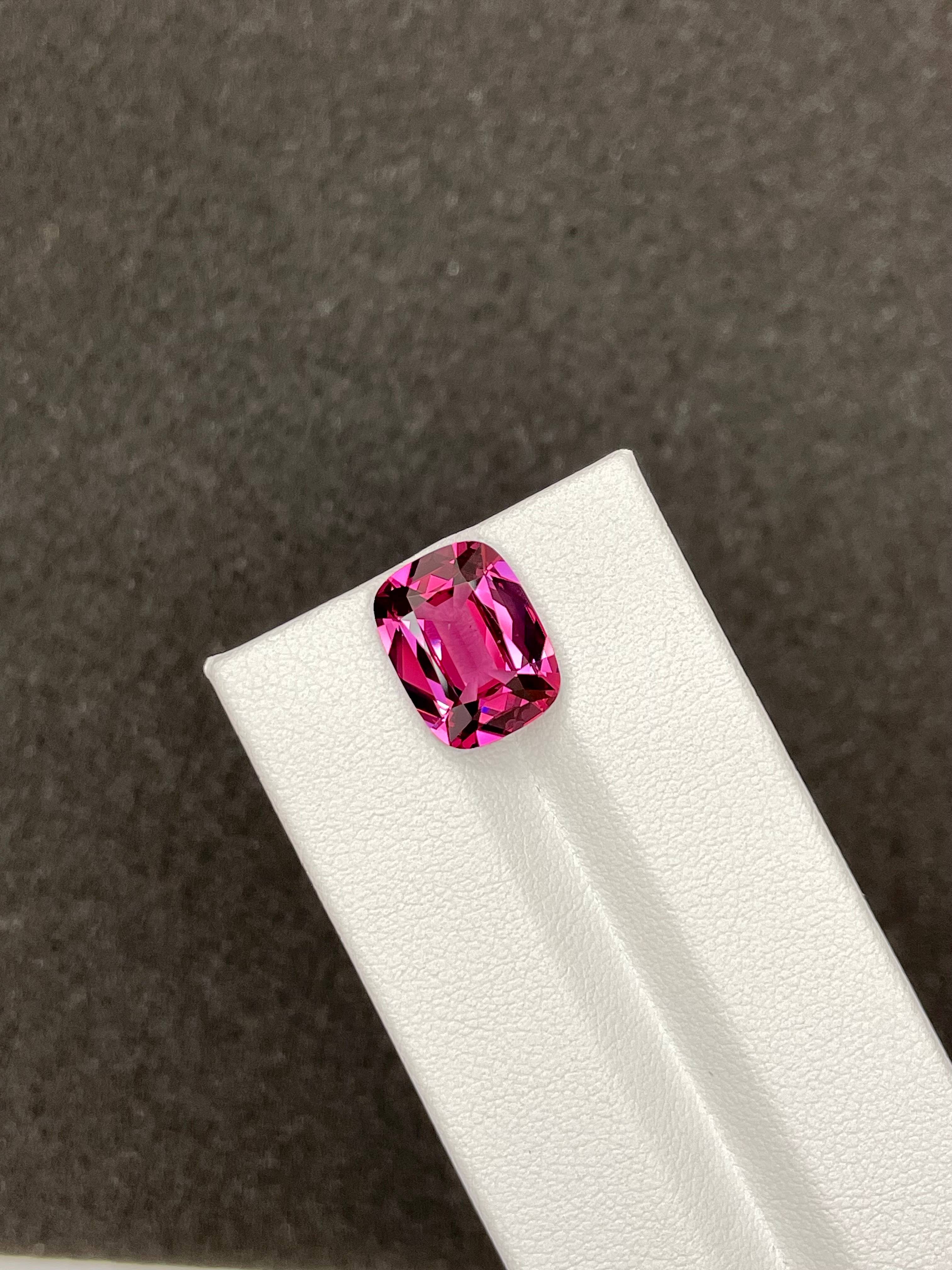 bubblegum pink rose garnet, 6.3ct cushion cut — view 5