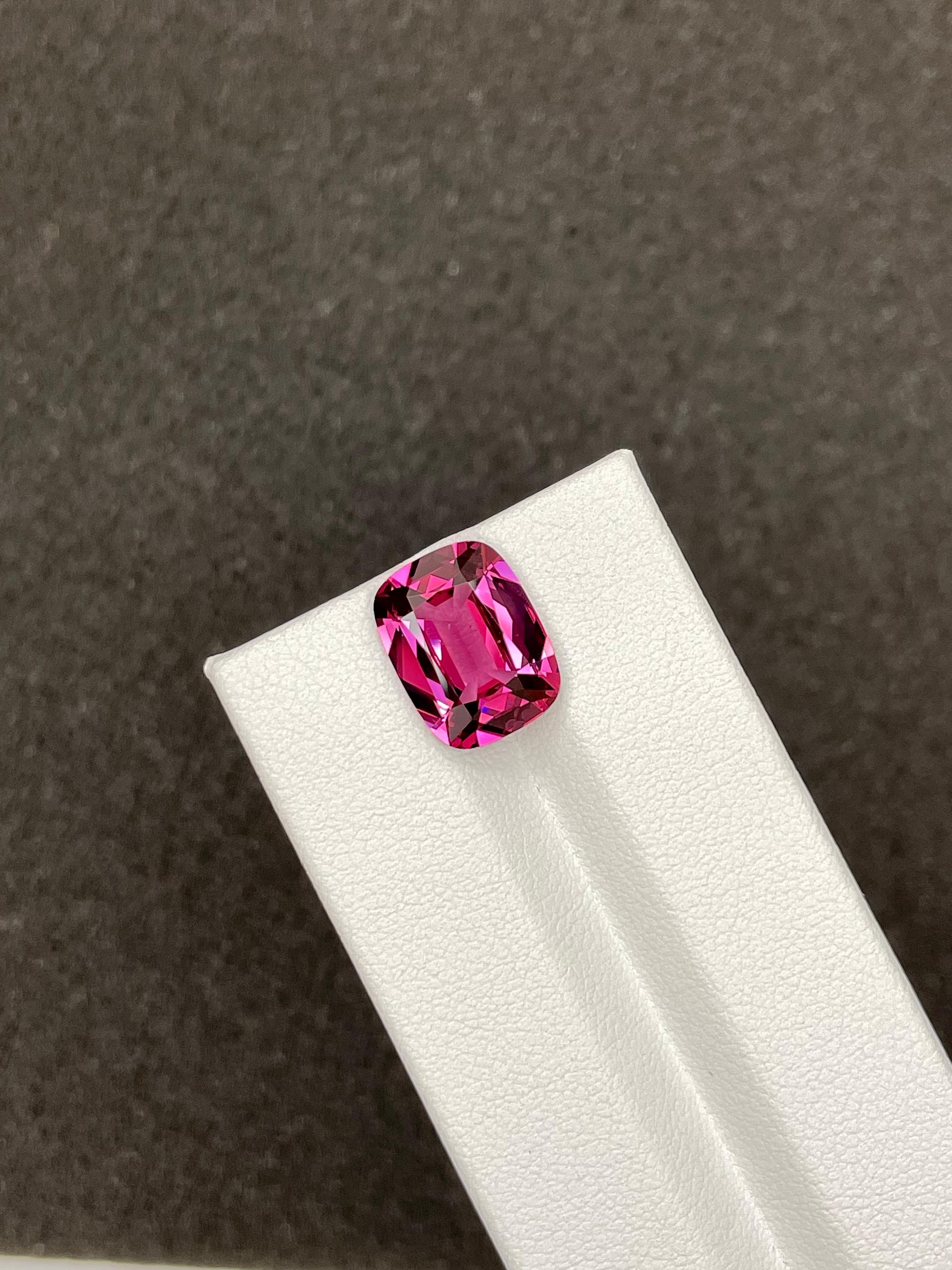 bubblegum pink rose garnet, 6.3ct cushion cut — view 5