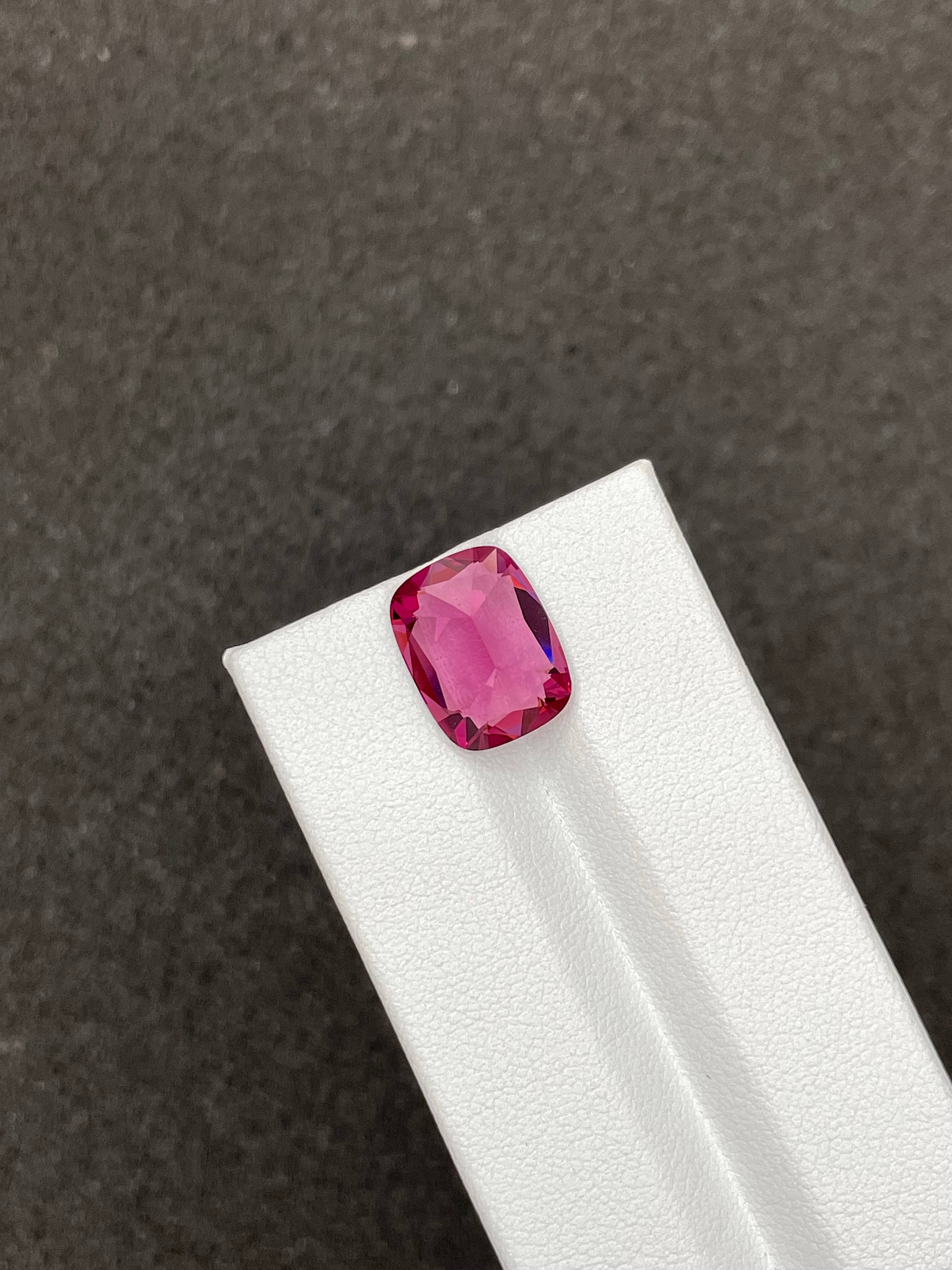 bubblegum pink rose garnet, 6.3ct cushion cut — view 6