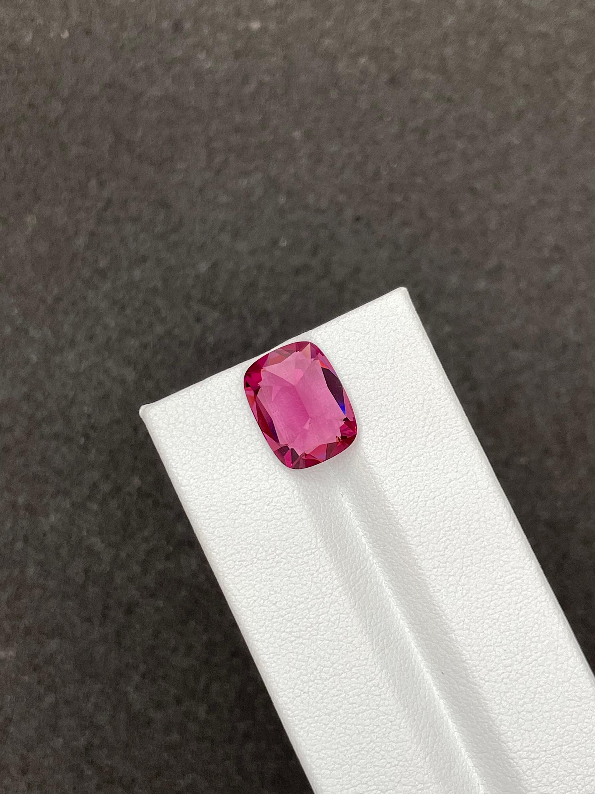 bubblegum pink rose garnet, 6.3ct cushion cut — view 6