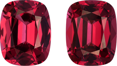 Cushion cut malaya garnet, 10.05 by 7.81 mm, shown at actual size