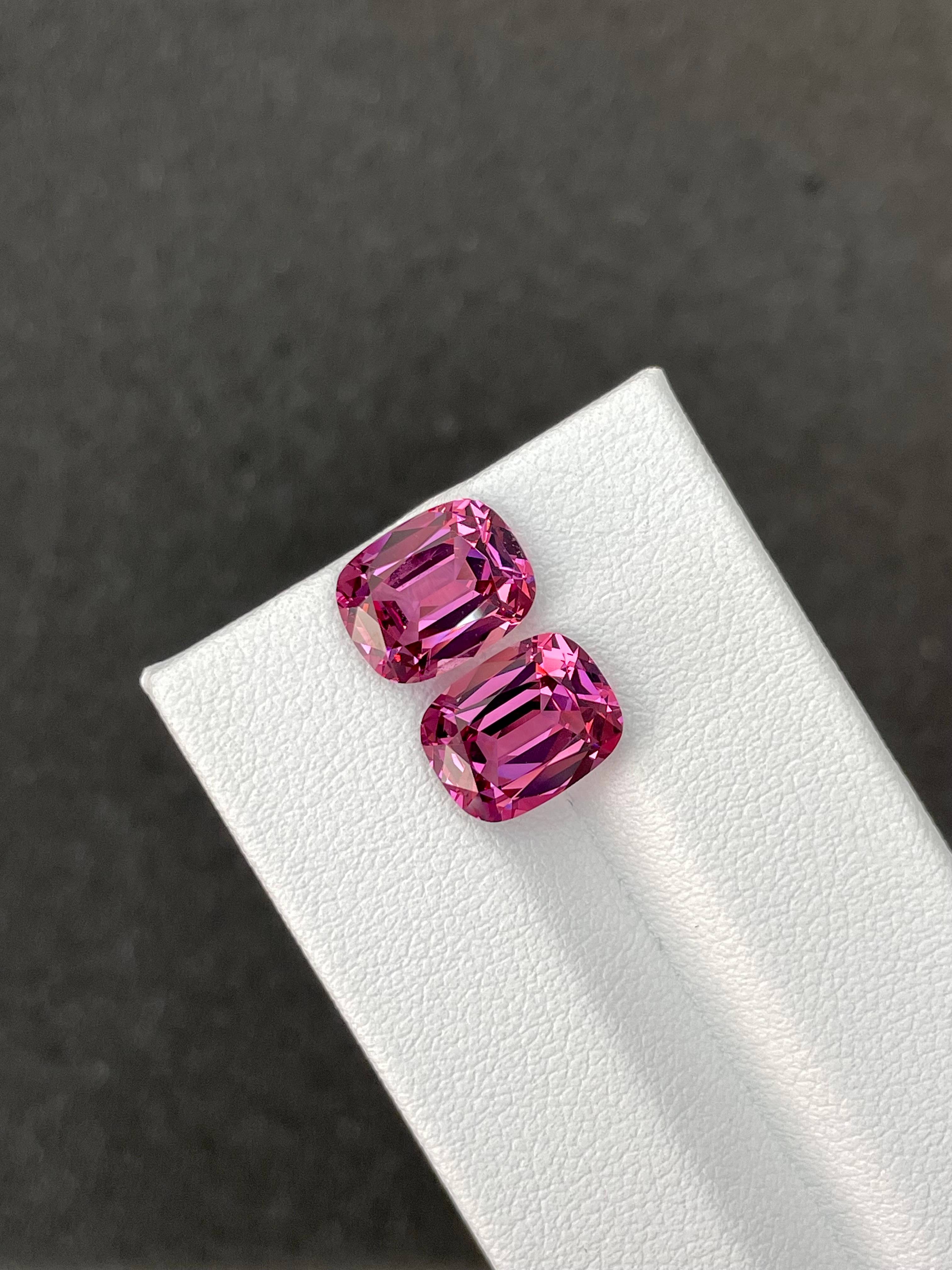 bubblegum pink rose garnet, 6.97ct cushion cut — view 5
