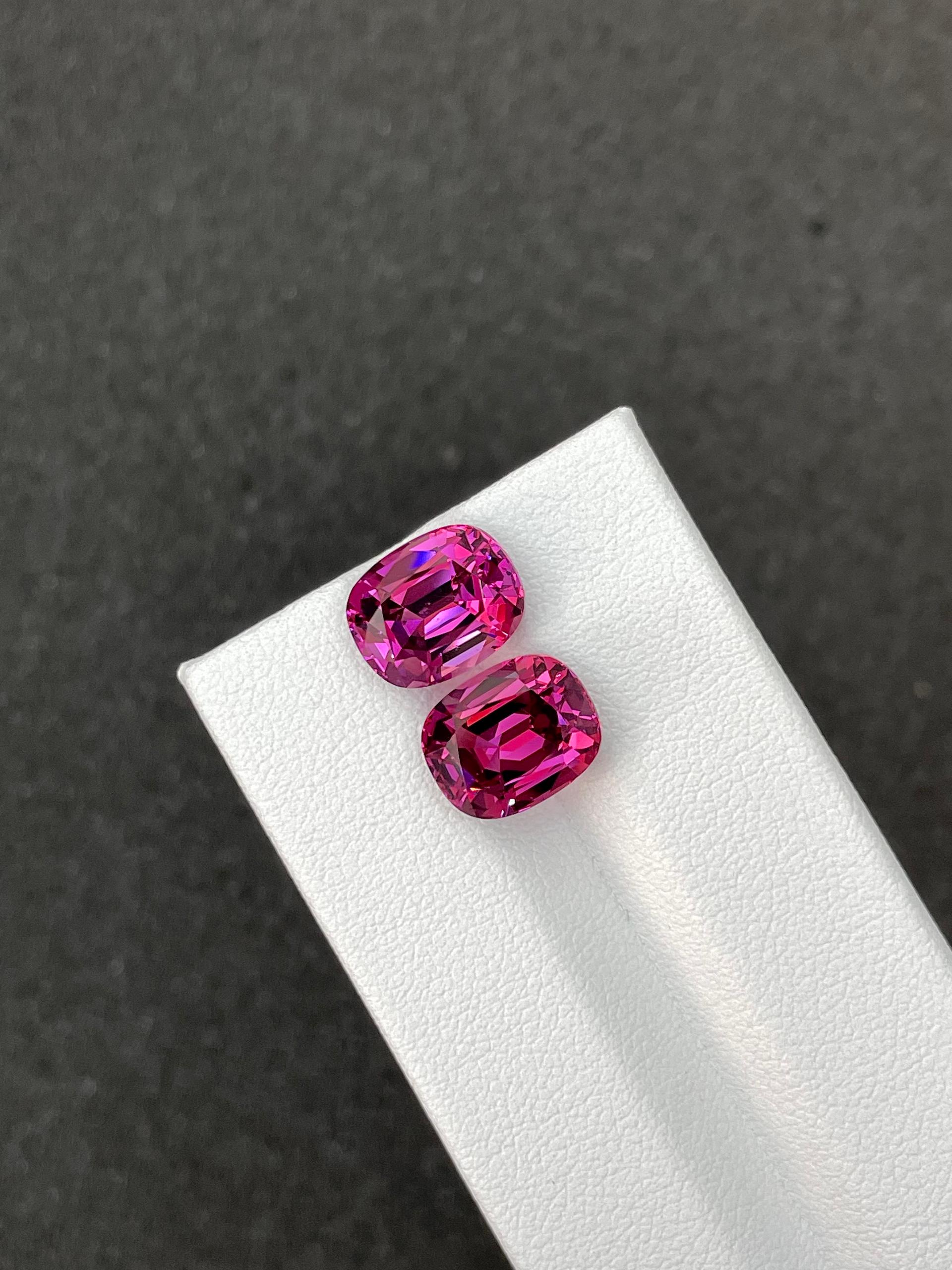 bubblegum pink rose garnet, 9.74ct cushion cut — view 5