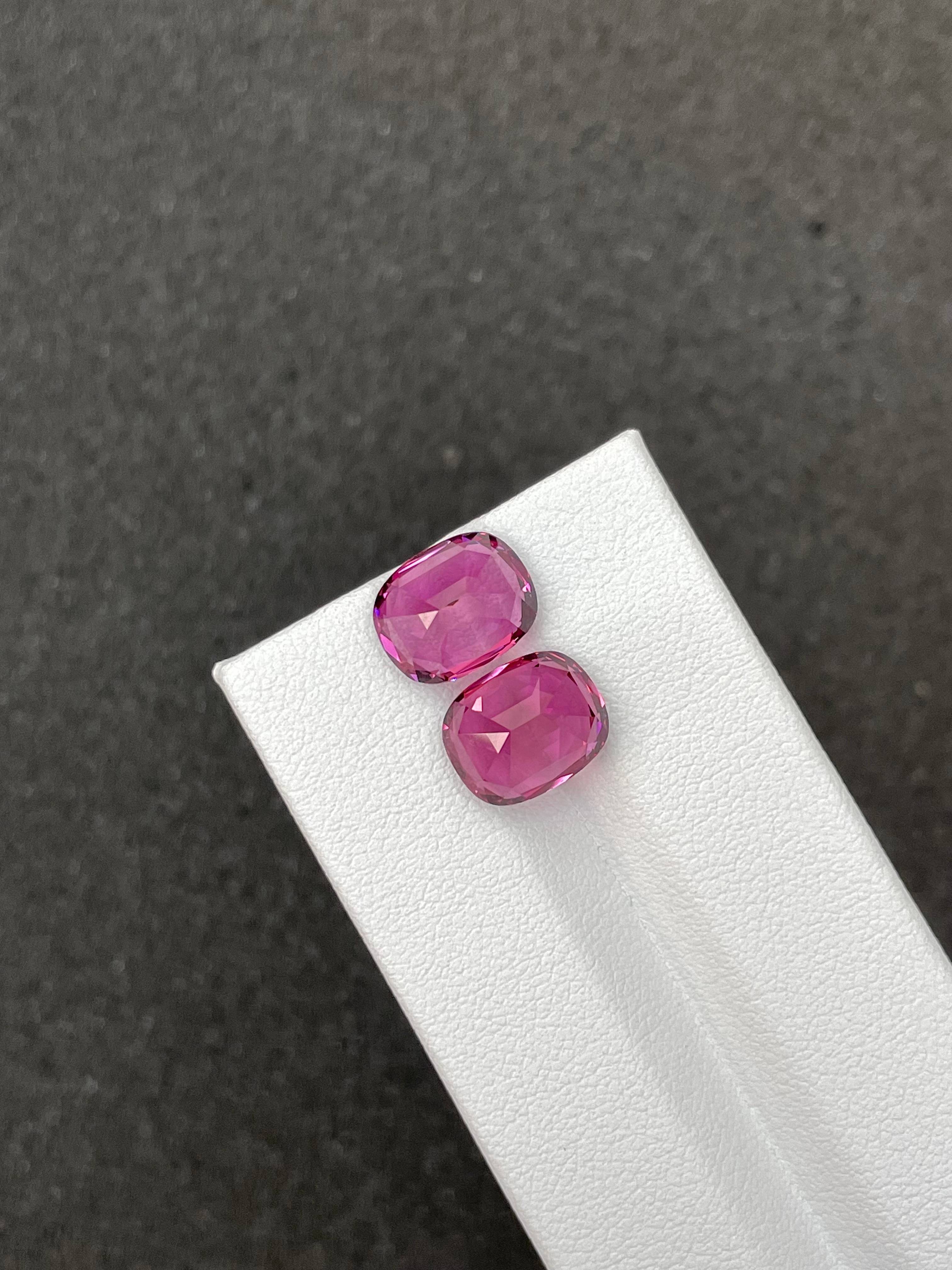 bubblegum pink rose garnet, 9.74ct cushion cut — view 6