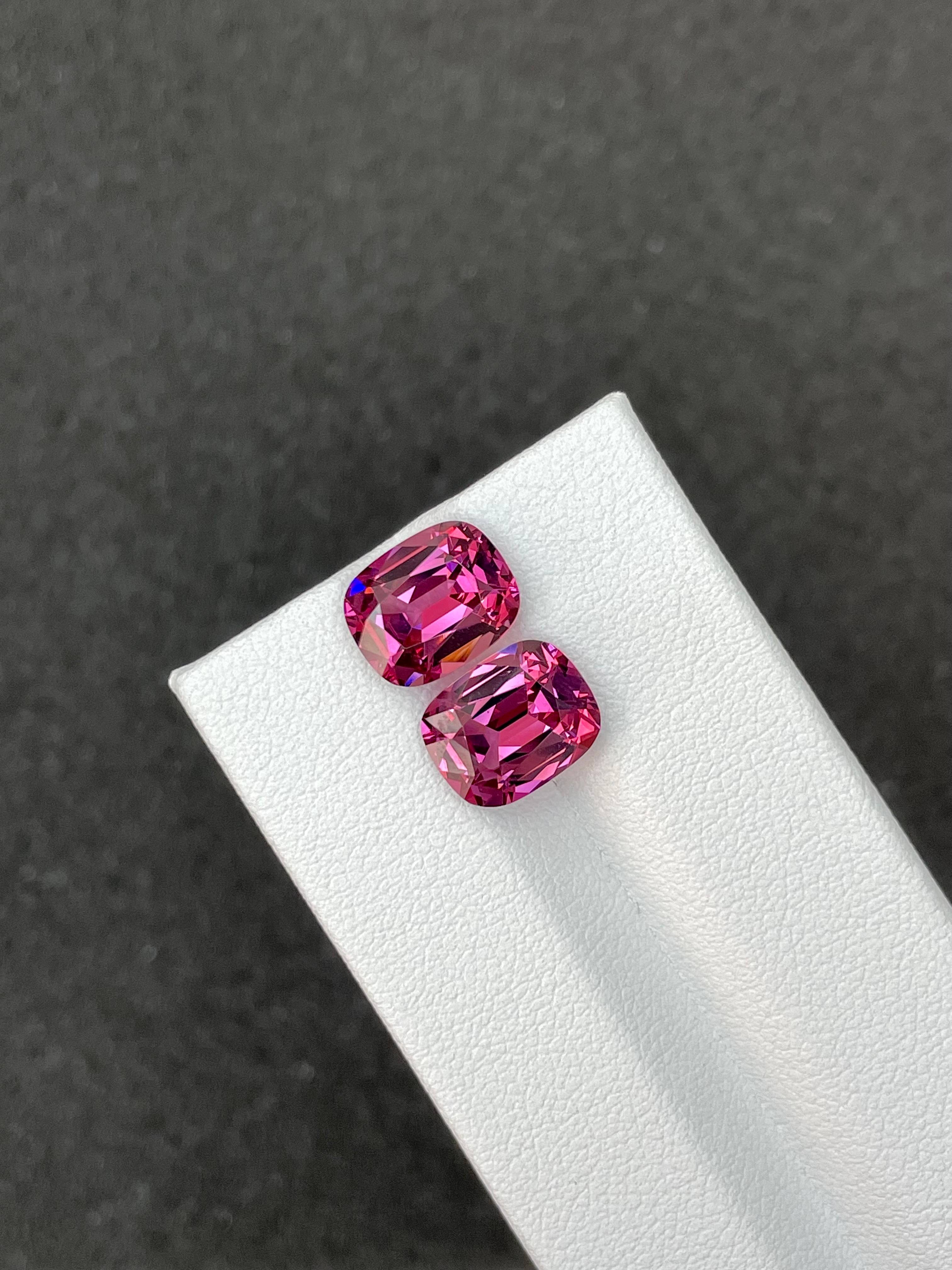 bubblegum pink rose garnet, 6.87ct cushion cut — view 5