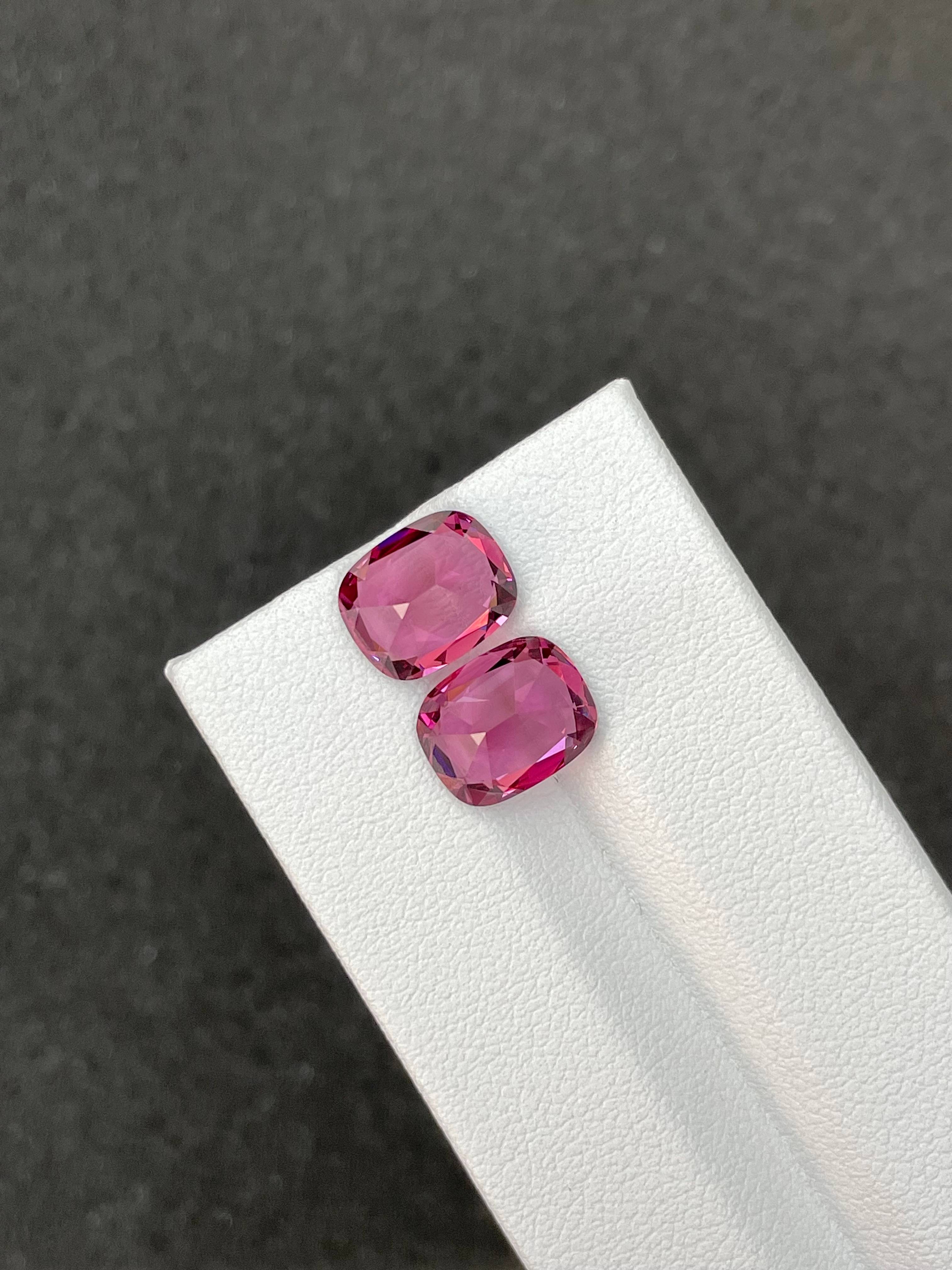 bubblegum pink rose garnet, 6.87ct cushion cut — view 6