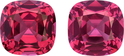 Cushion cut rose garnet, 9.13 by 9.12 mm, shown at actual size