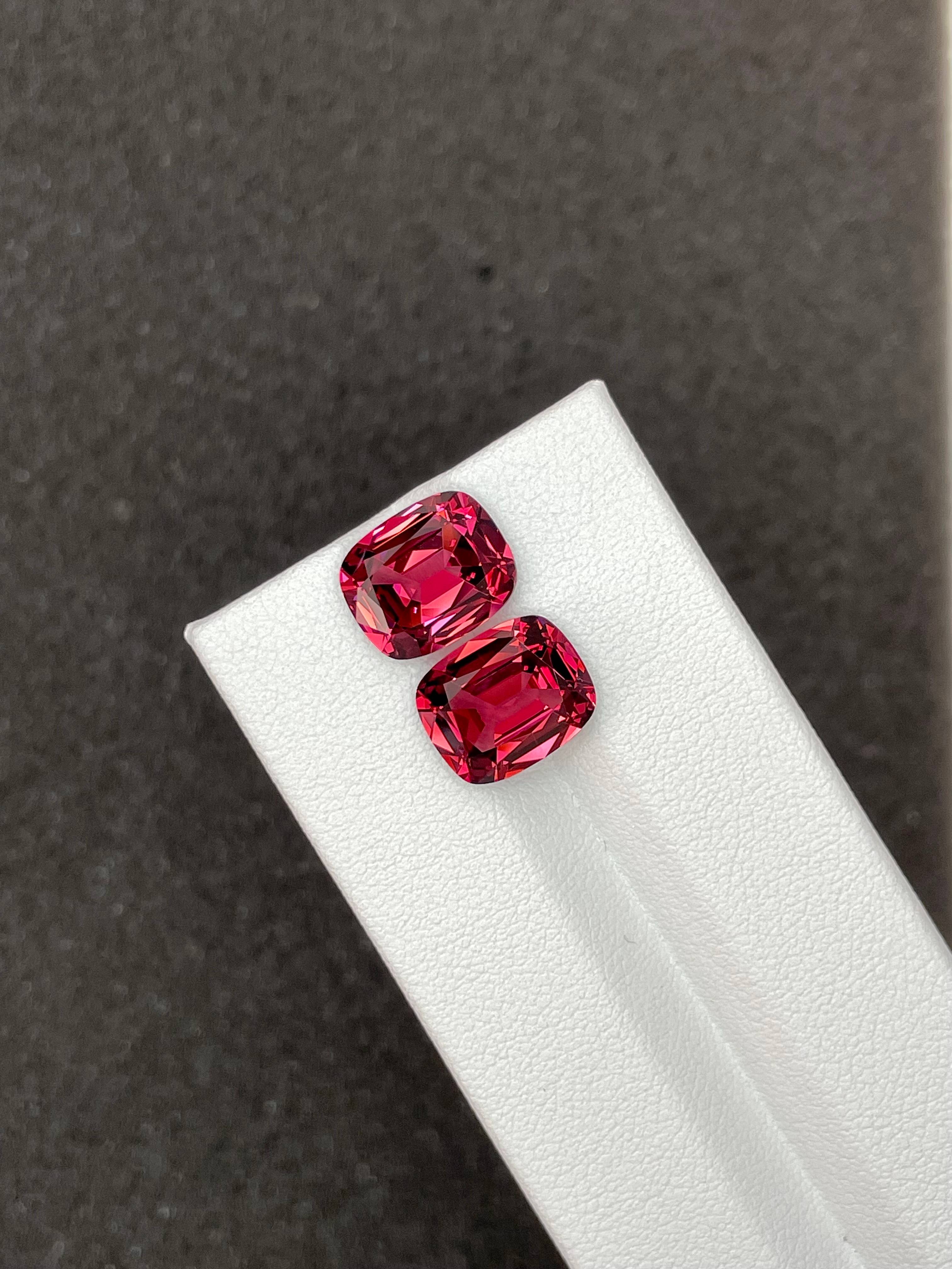 coral pink rose garnet, 9.19ct cushion cut — view 5
