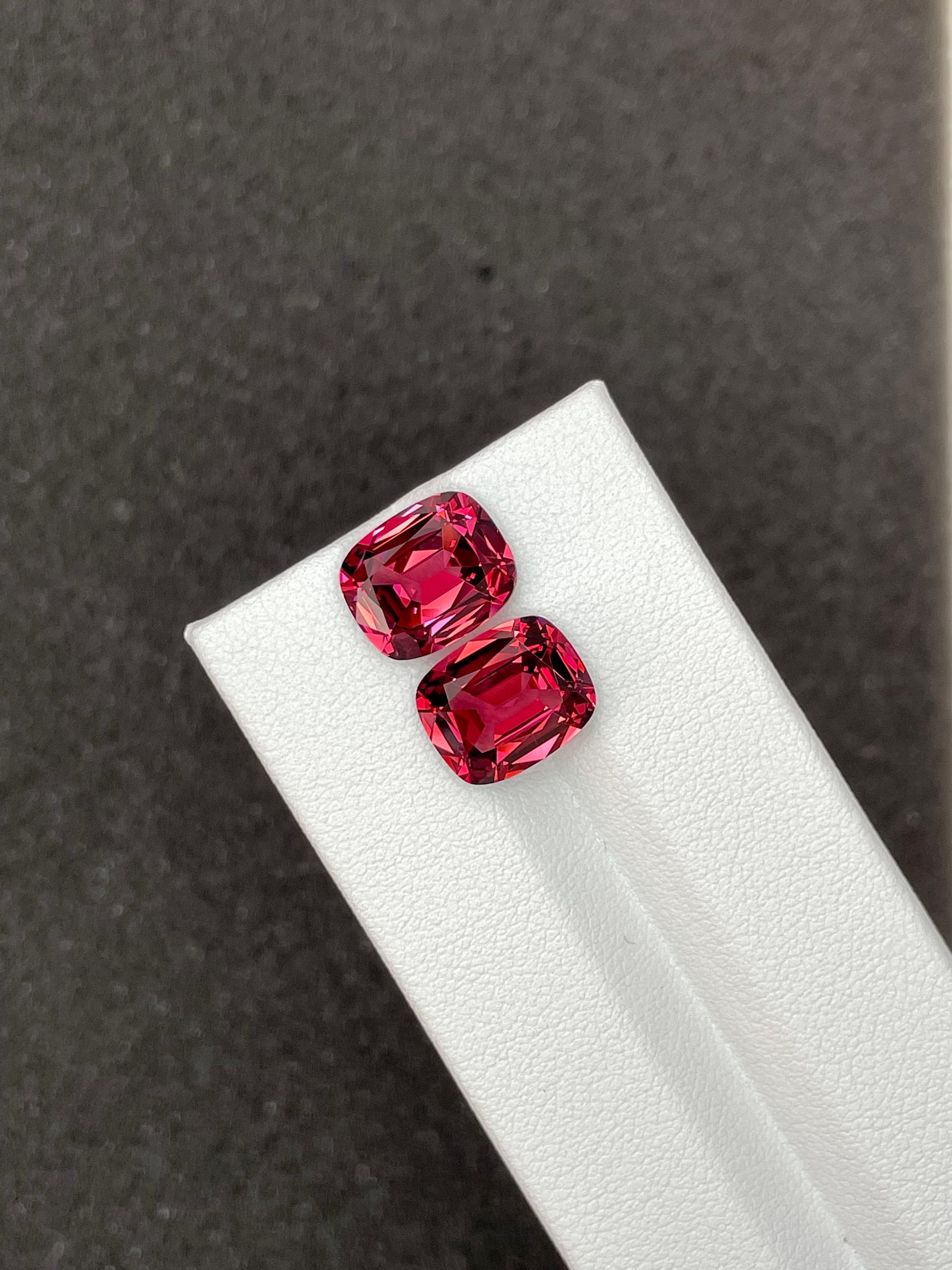 coral pink rose garnet, 9.19ct cushion cut — view 5
