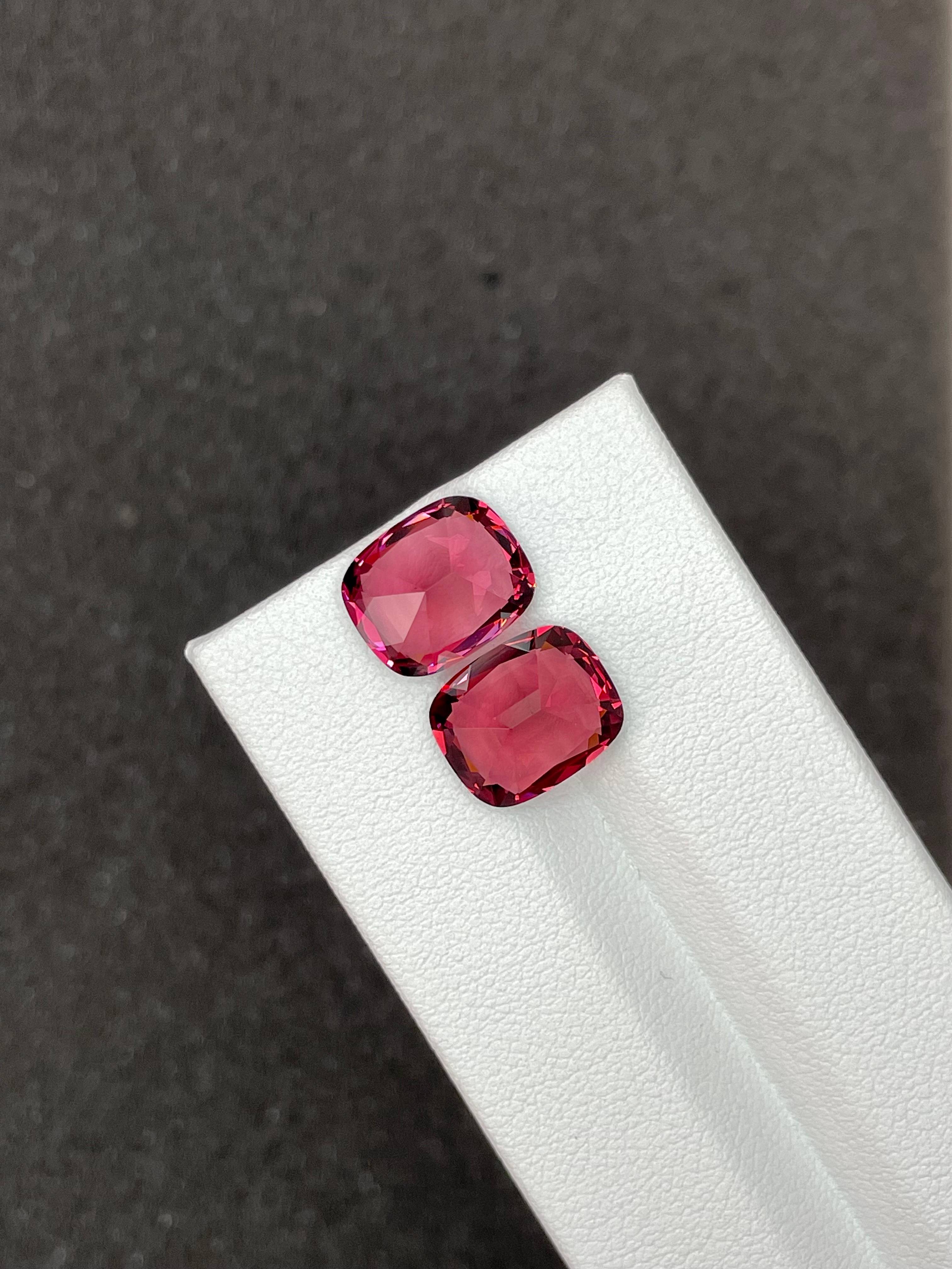 coral pink rose garnet, 9.19ct cushion cut — view 6