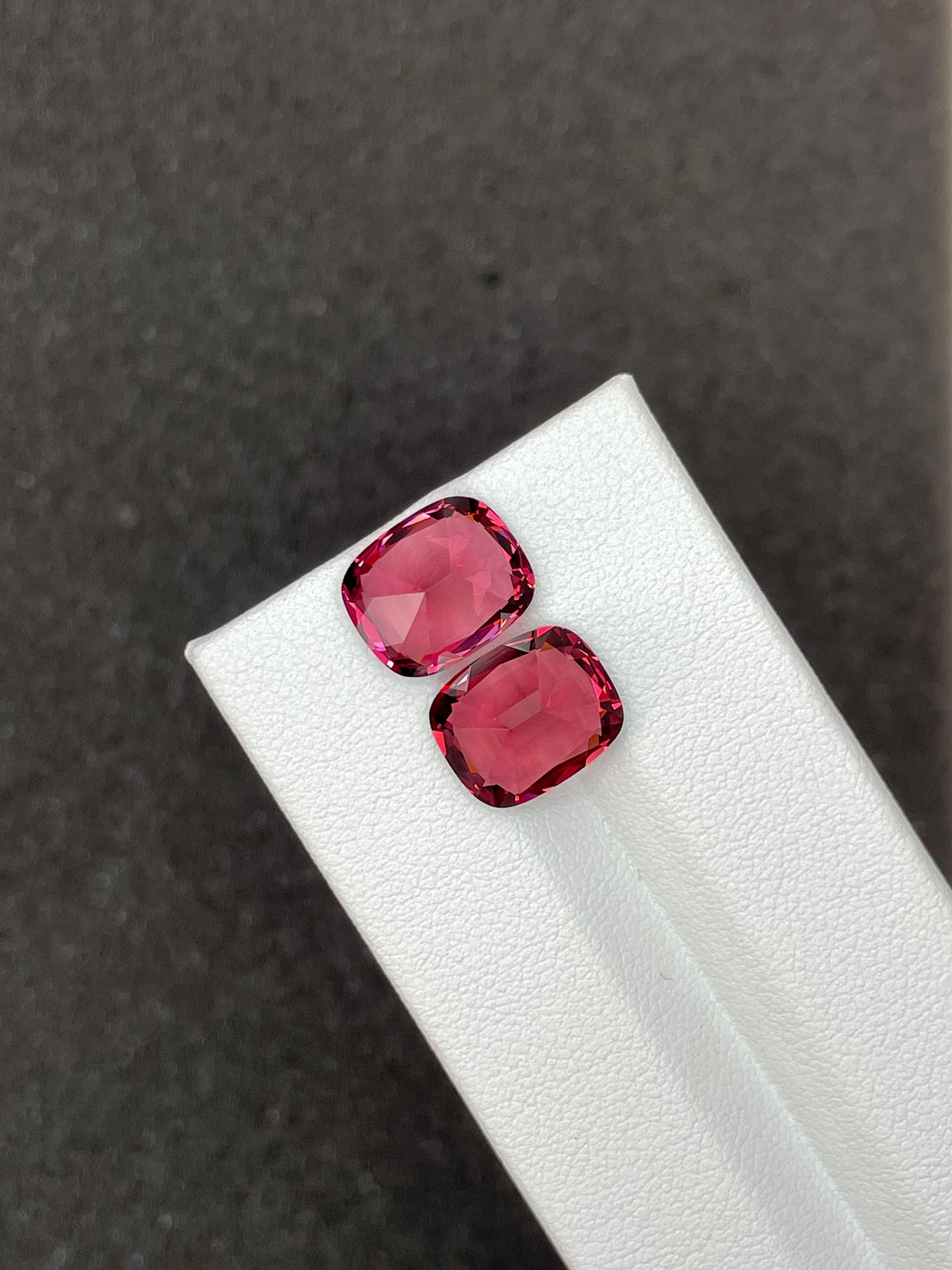 coral pink rose garnet, 9.19ct cushion cut — view 6
