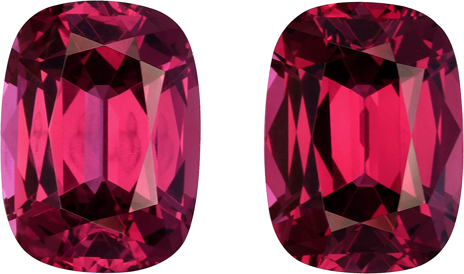 Cushion cut rose garnet, 12.51 by 9.21 mm, shown at actual size