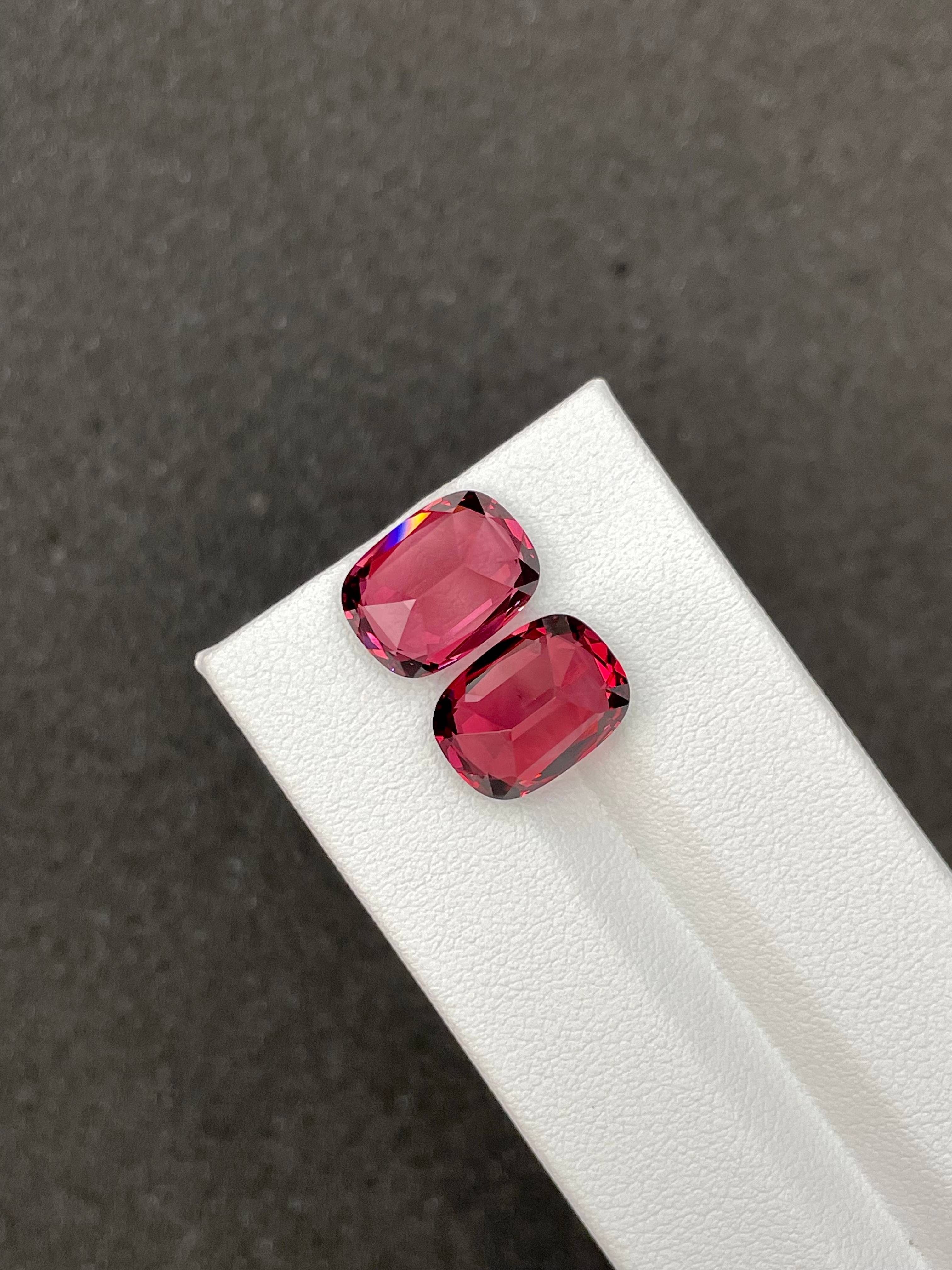 coral pink rose garnet, 12.68ct cushion cut — view 6