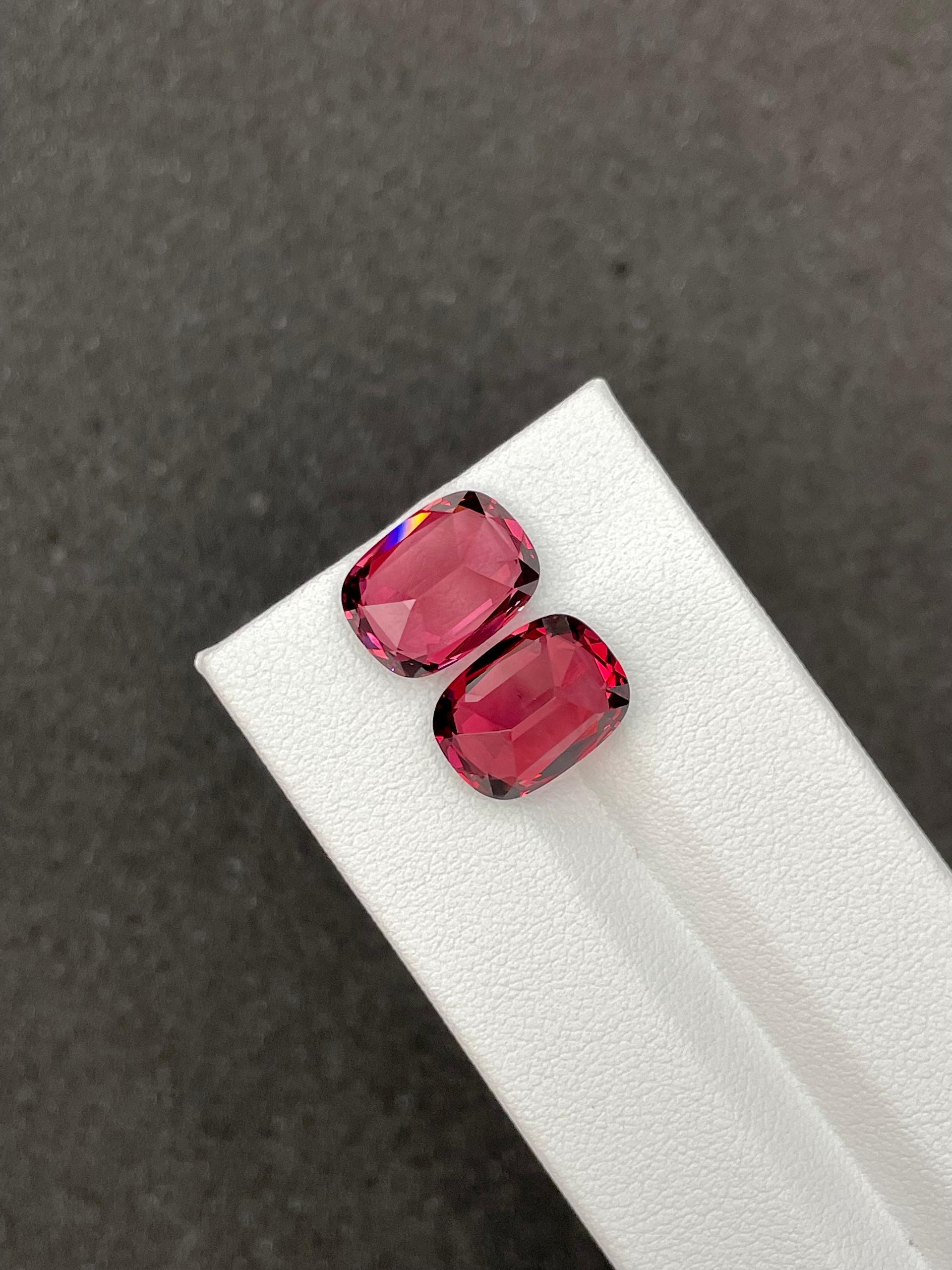 coral pink rose garnet, 12.68ct cushion cut — view 6