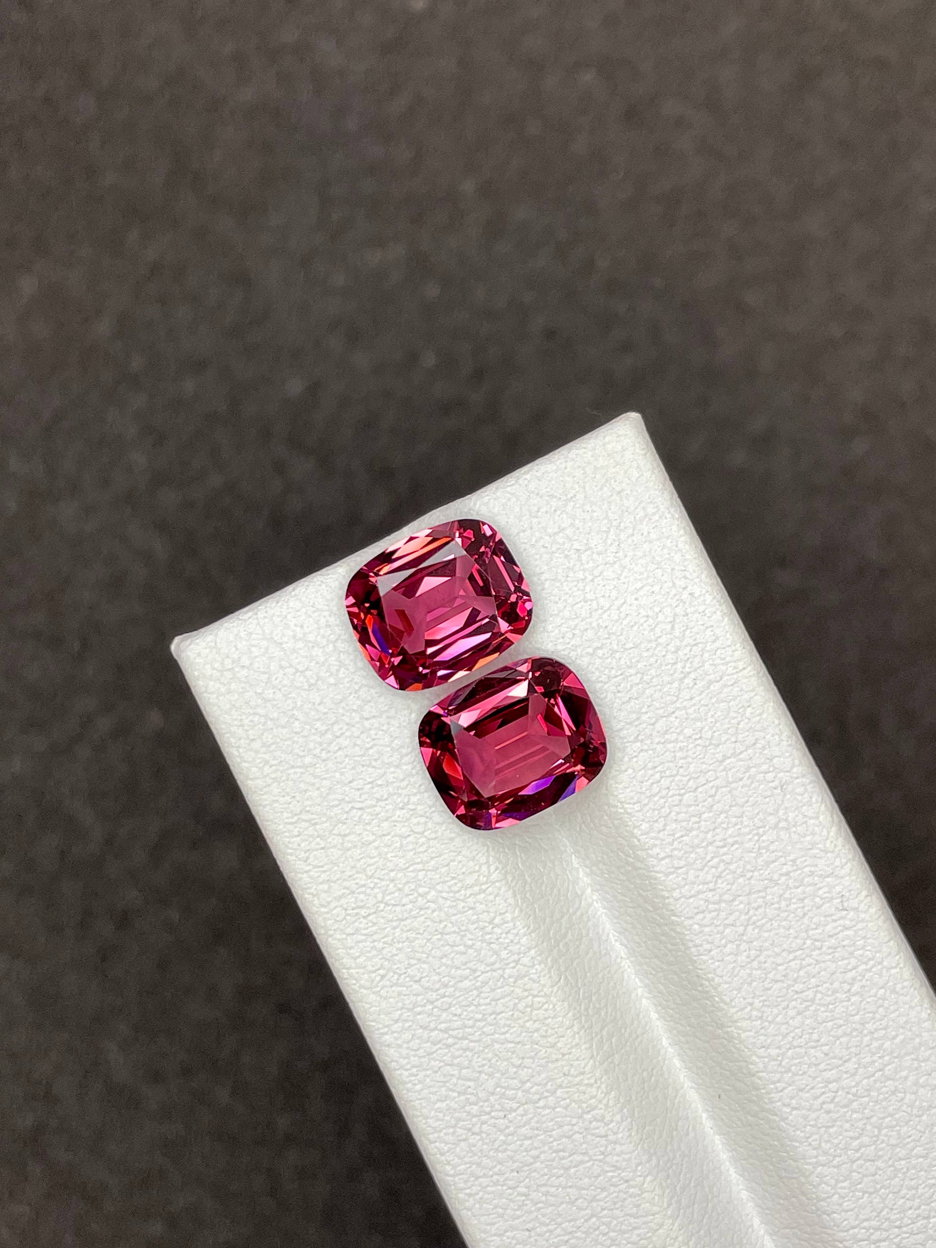 strawberry pink rose garnet, 8.65ct cushion cut — view 5