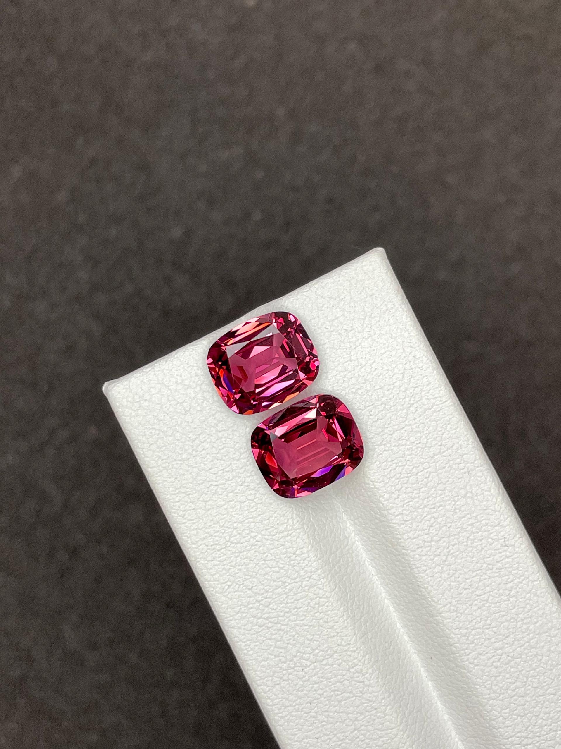strawberry pink rose garnet, 8.65ct cushion cut — view 5