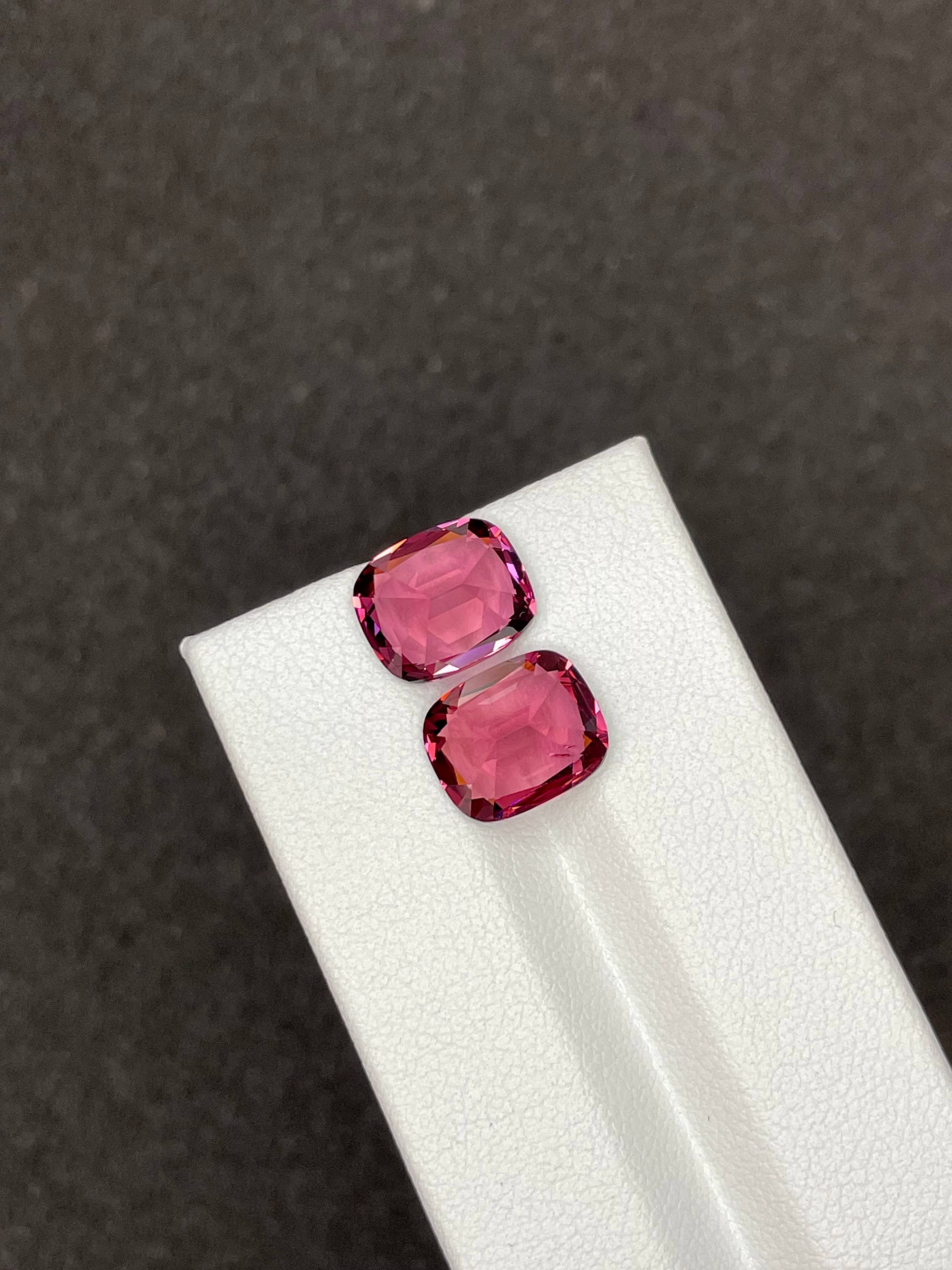 strawberry pink rose garnet, 8.65ct cushion cut — view 6