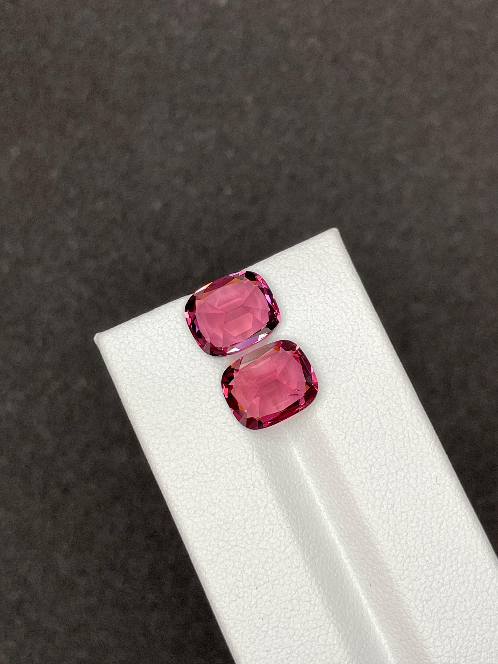 strawberry pink rose garnet, 8.65ct cushion cut — view 6