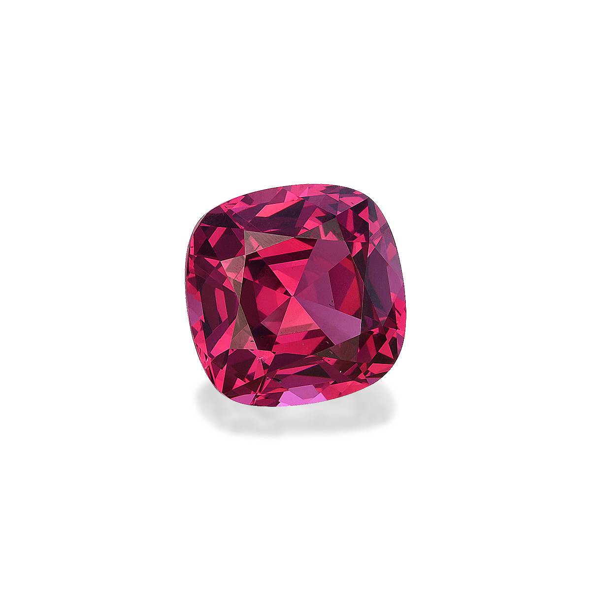 fuscia pink rose garnet, 6.07ct cushion cut — view 3