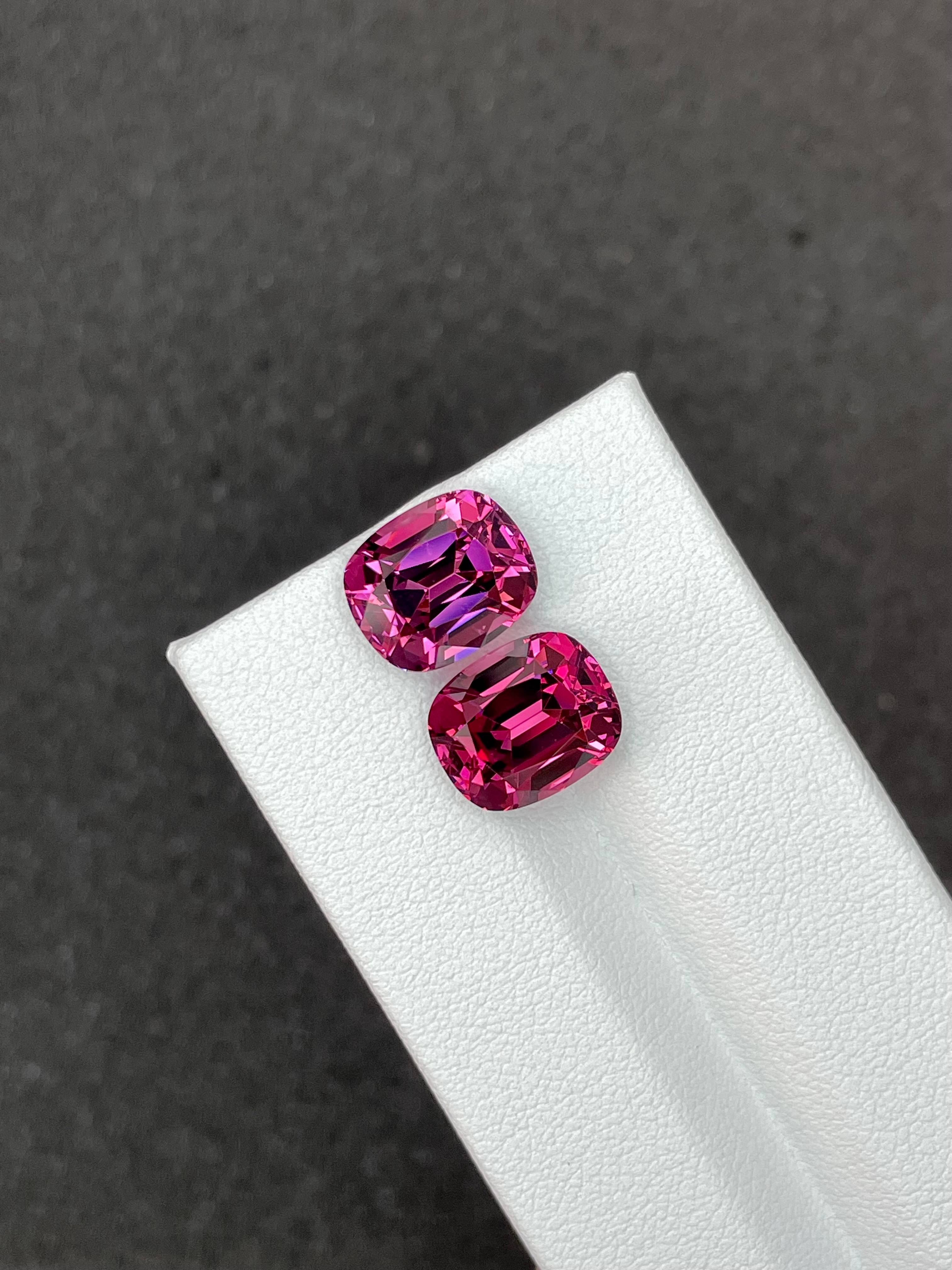 bubblegum pink rose garnet, 11.07ct cushion cut — view 5