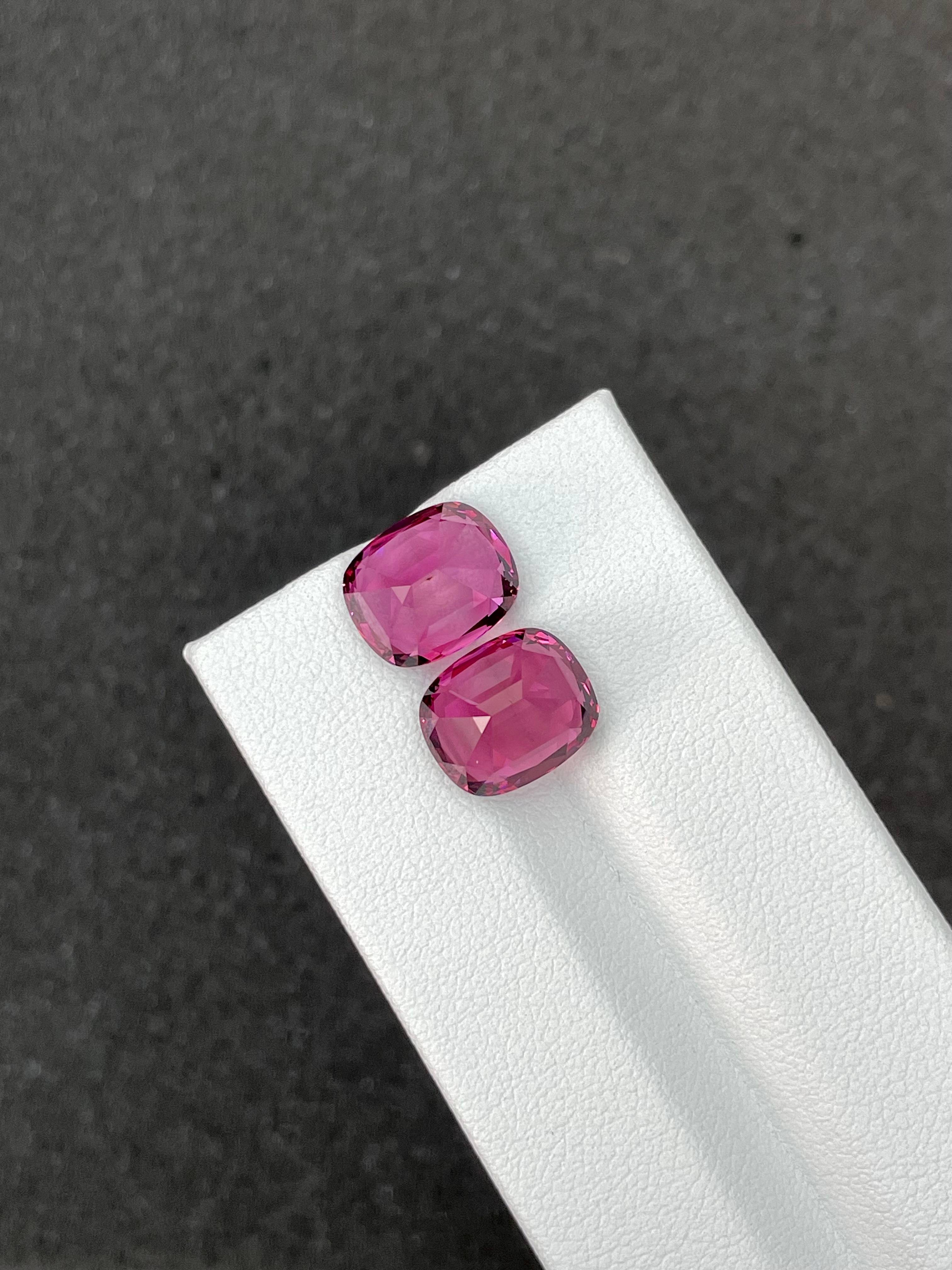 bubblegum pink rose garnet, 11.07ct cushion cut — view 6