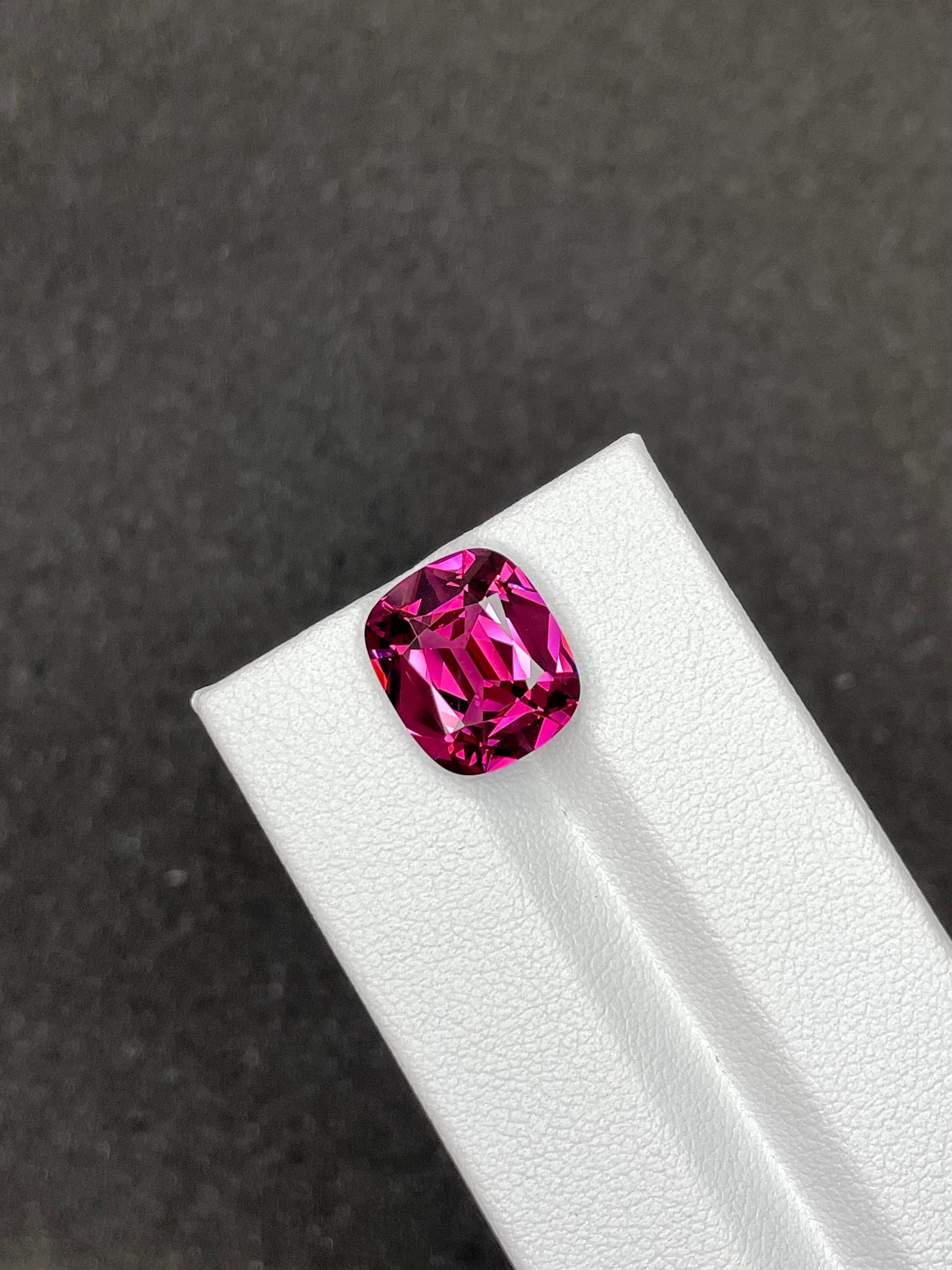 bubblegum pink rose garnet, 7.23ct cushion cut — view 5