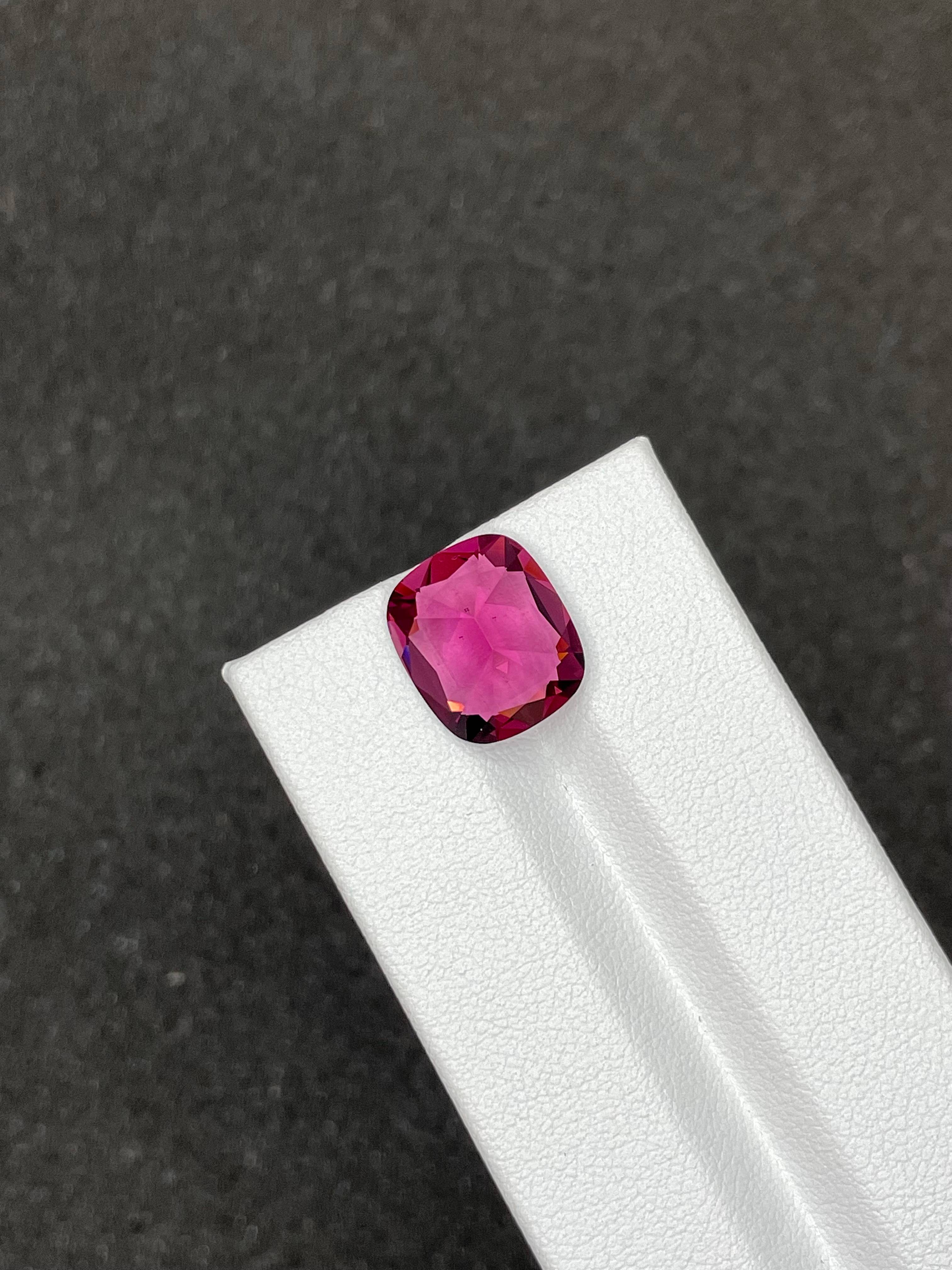 bubblegum pink rose garnet, 7.23ct cushion cut — view 6