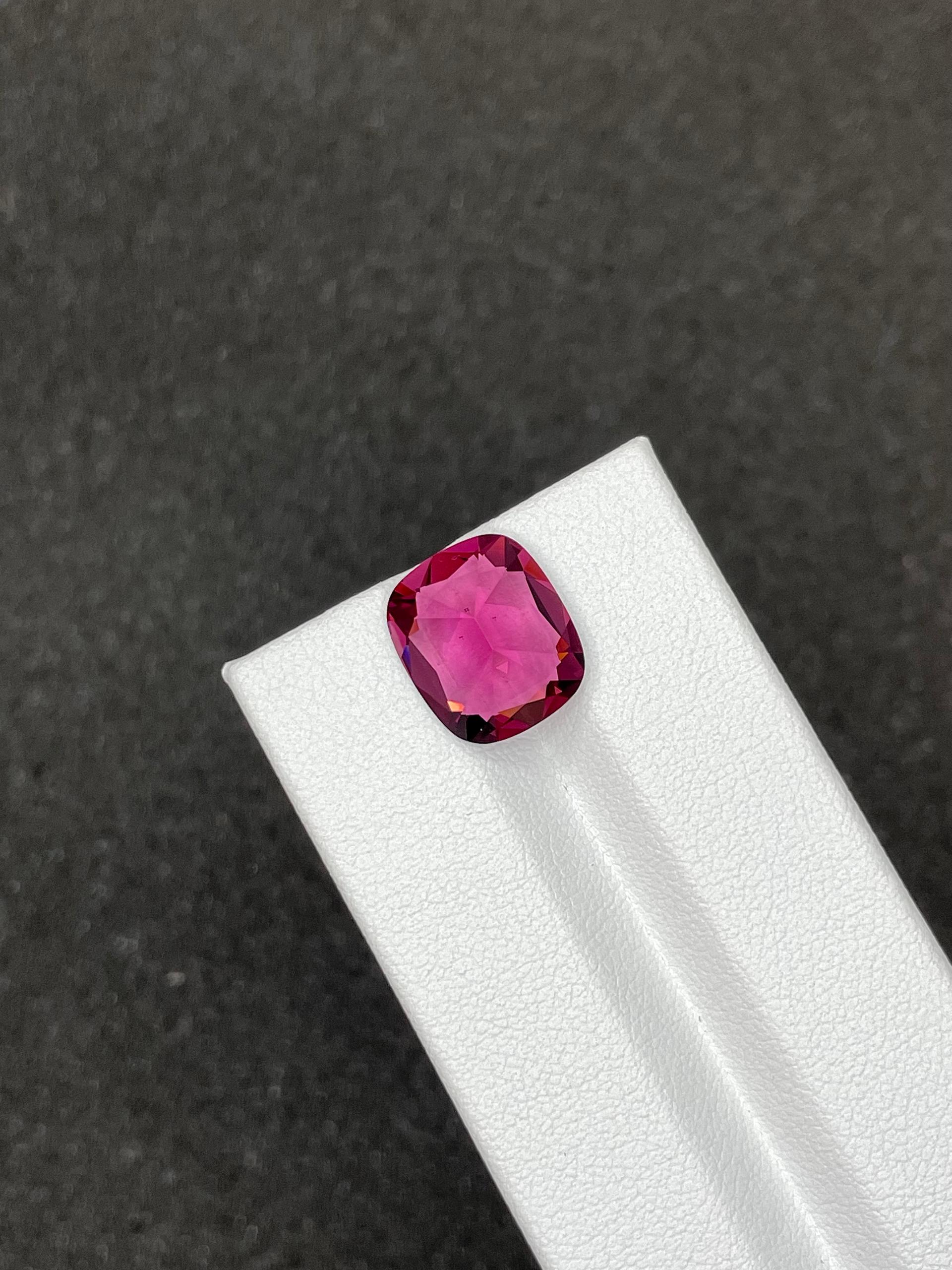 bubblegum pink rose garnet, 7.23ct cushion cut — view 6