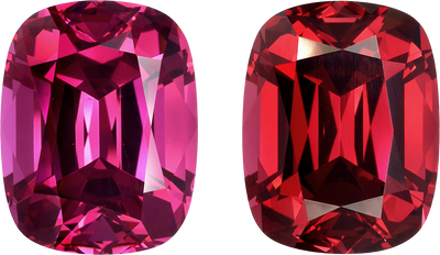 Cushion cut rose garnet, 16.8 by 13.05 mm, shown at actual size
