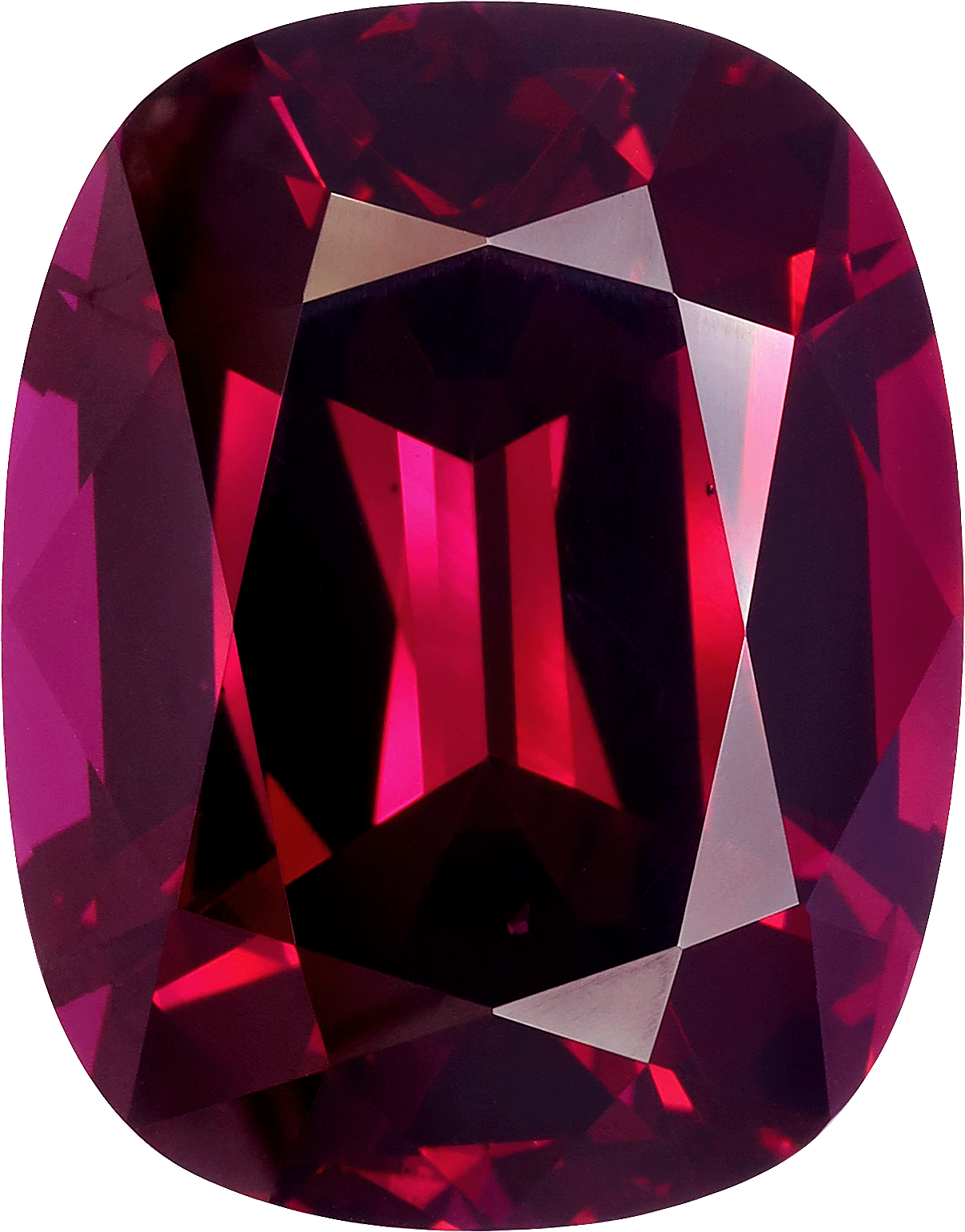 Cushion cut rose garnet, 22.3 by 17.46 mm, shown at actual size