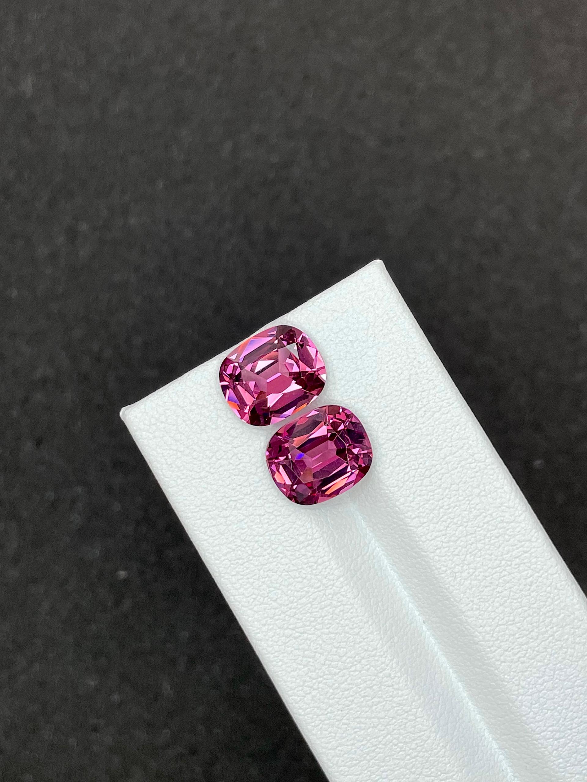 bubblegum pink rose garnet, 8.26ct cushion cut — view 5