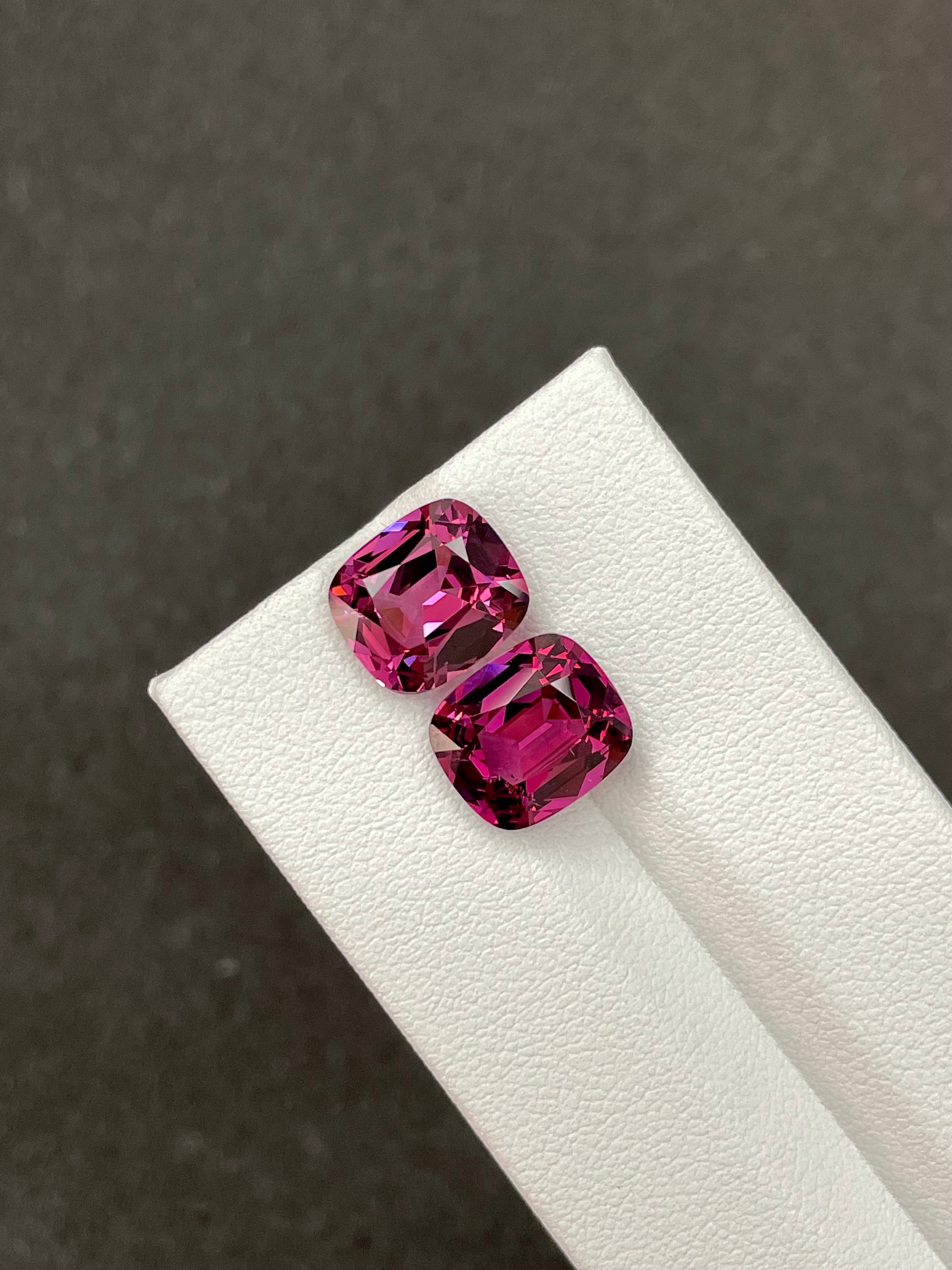 fuscia pink rose garnet, 8.35ct cushion cut — view 5
