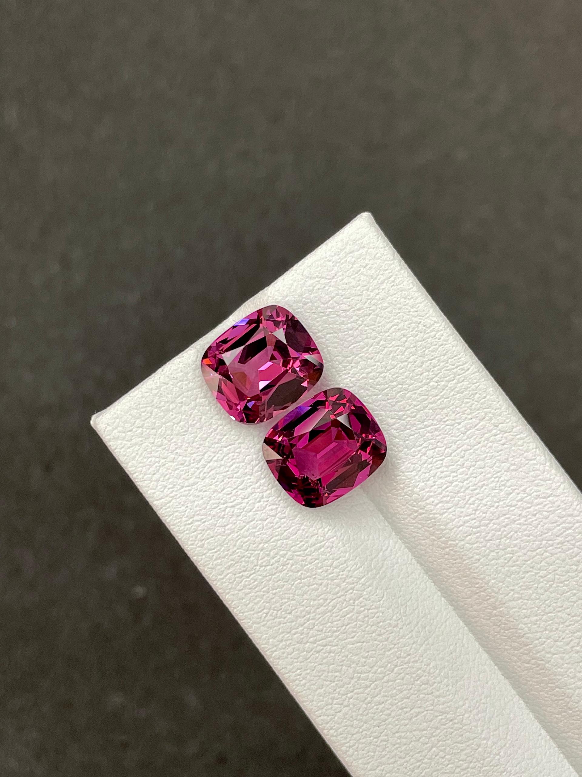 fuscia pink rose garnet, 8.35ct cushion cut — view 5