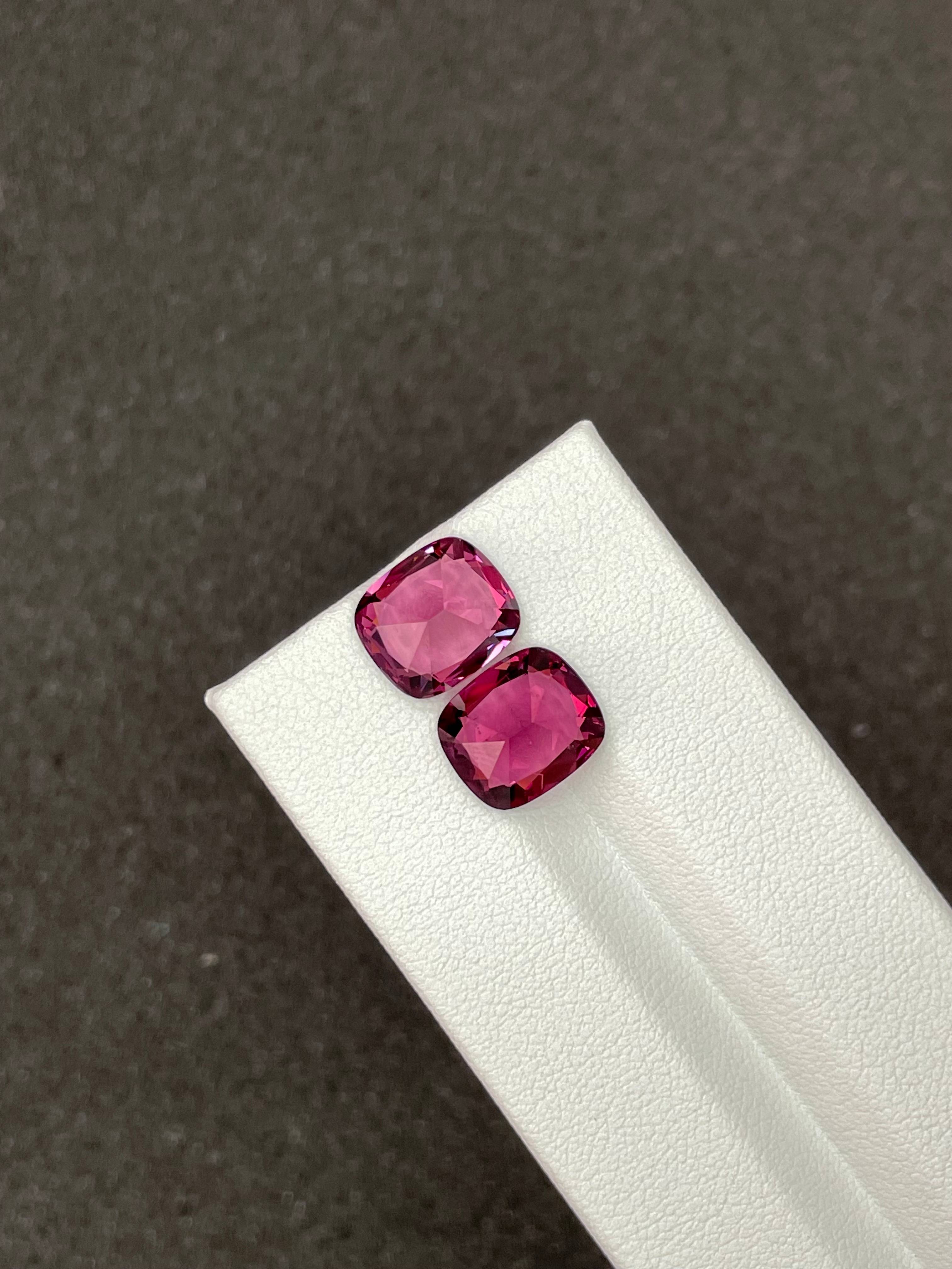 fuscia pink rose garnet, 8.35ct cushion cut — view 6