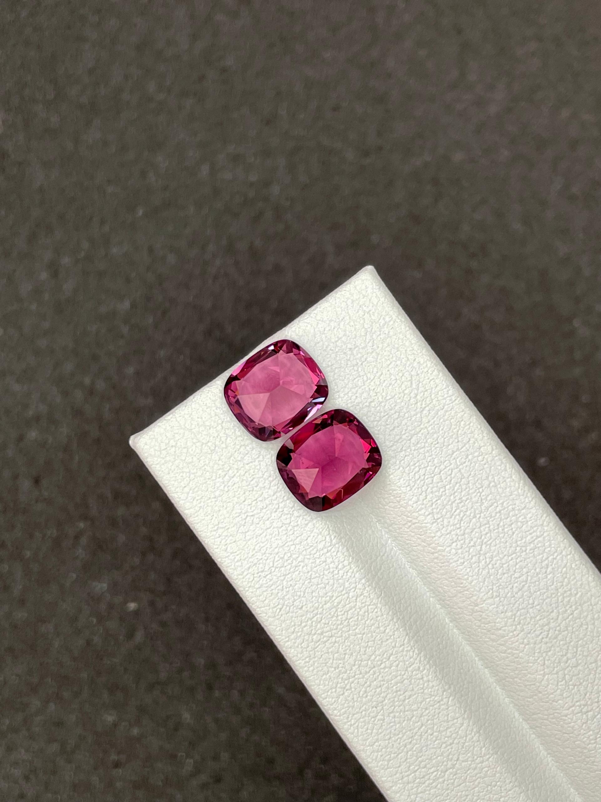 fuscia pink rose garnet, 8.35ct cushion cut — view 6