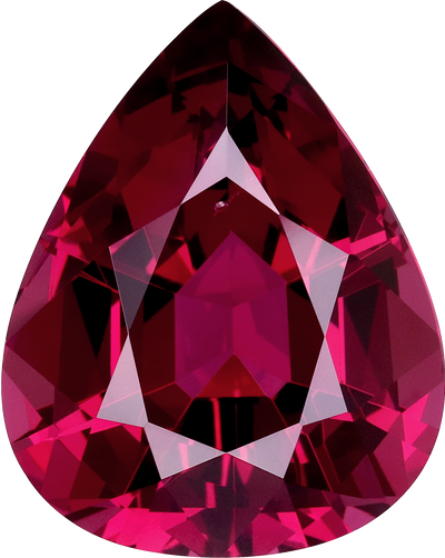 Pear cut rose garnet, 17.21 by 13.65 mm, shown at actual size