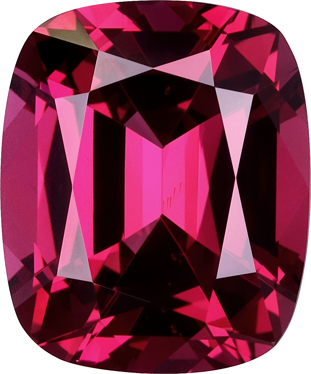Cushion cut rose garnet, 11.75 by 9.77 mm, shown at actual size