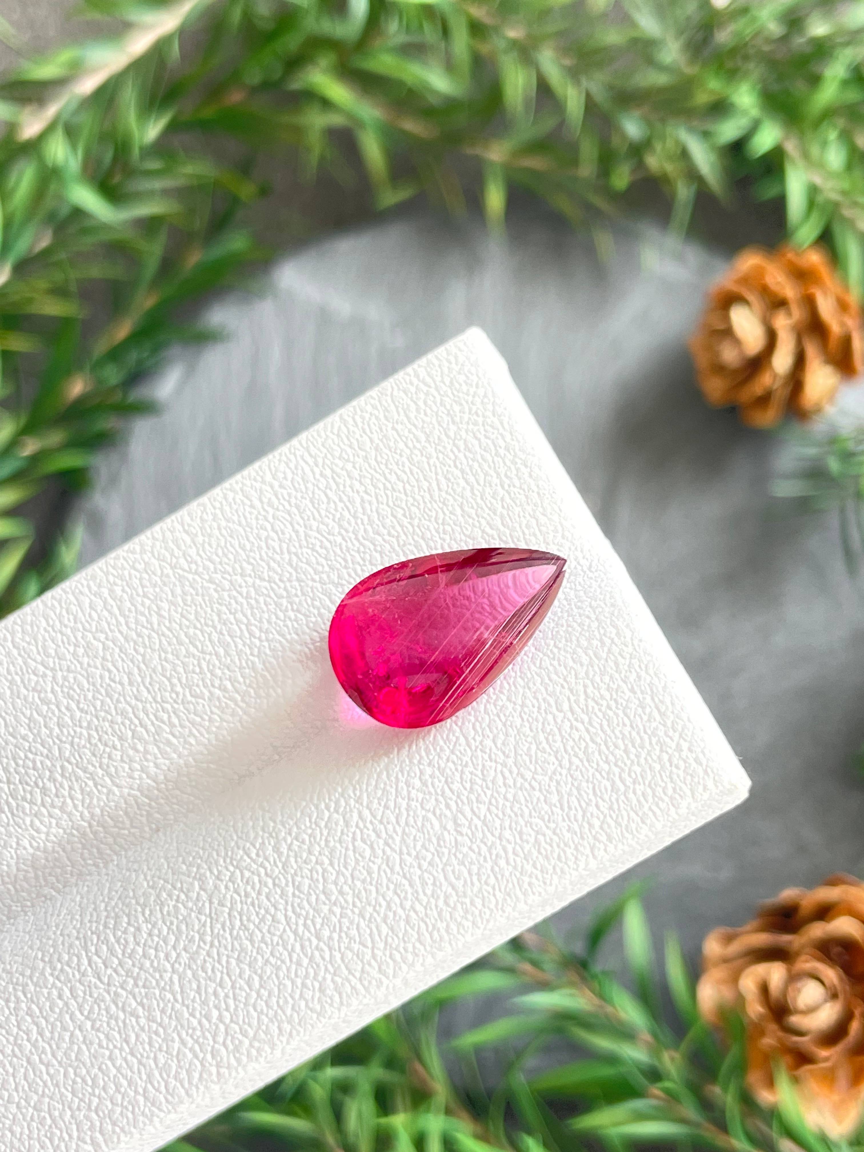 rose red rubellite tourmaline, 5.19ct pear cut — view 5