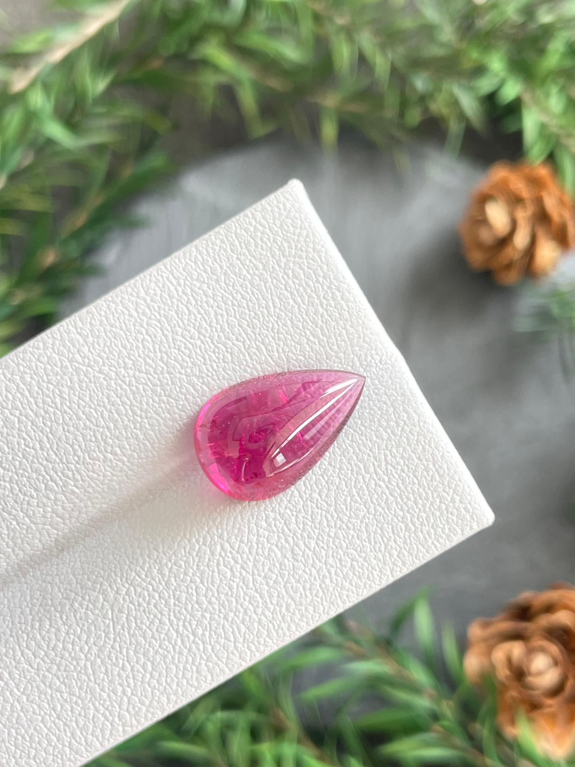 rose red rubellite tourmaline, 5.19ct pear cut — view 6