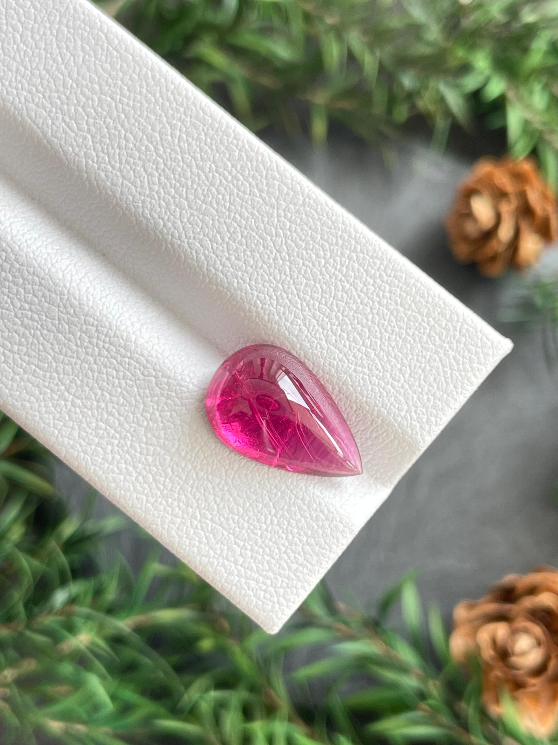 rose red rubellite tourmaline, 5.19ct pear cut — view 7