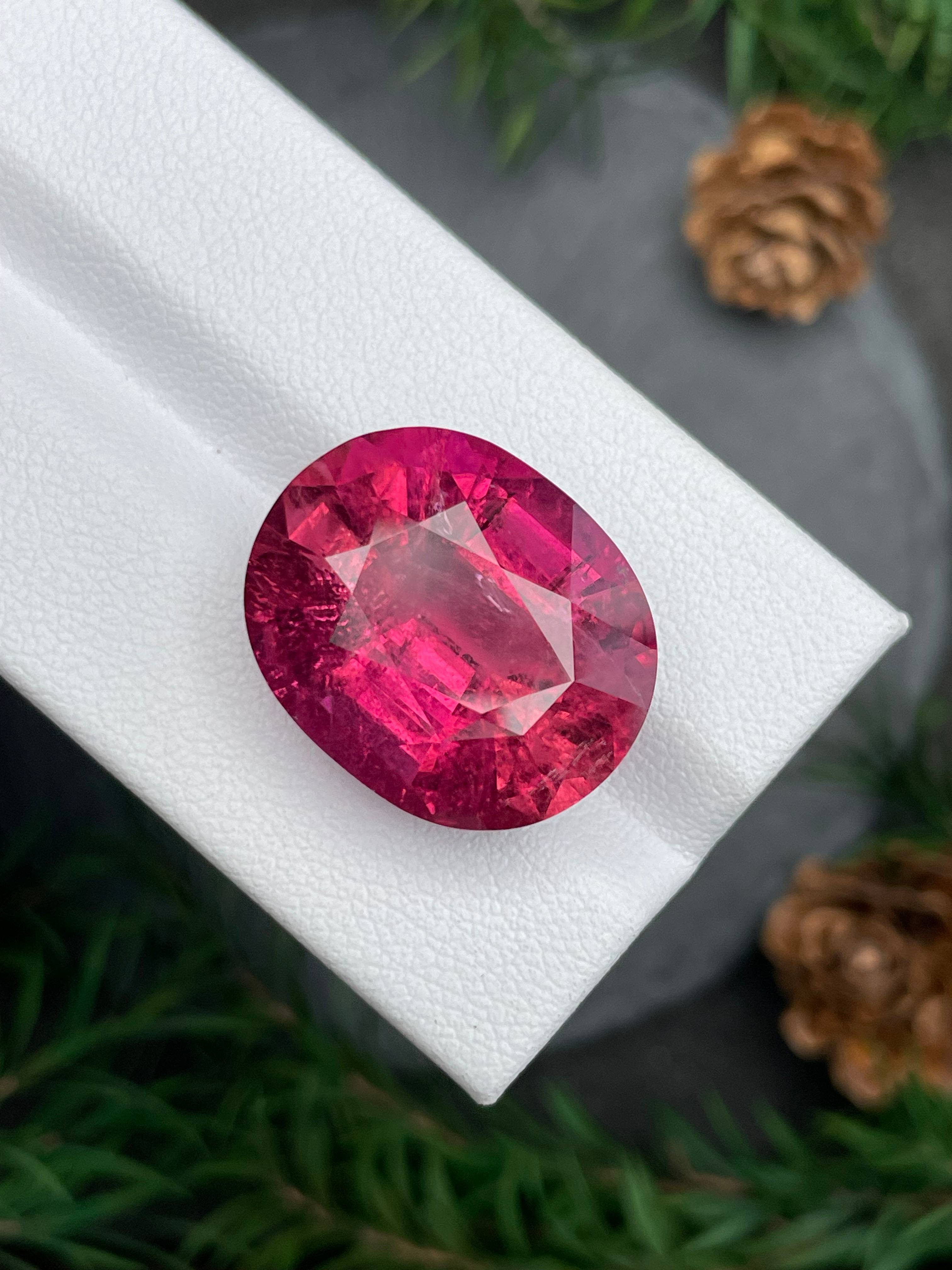 rose red rubellite tourmaline, 23.47ct oval cut — view 6