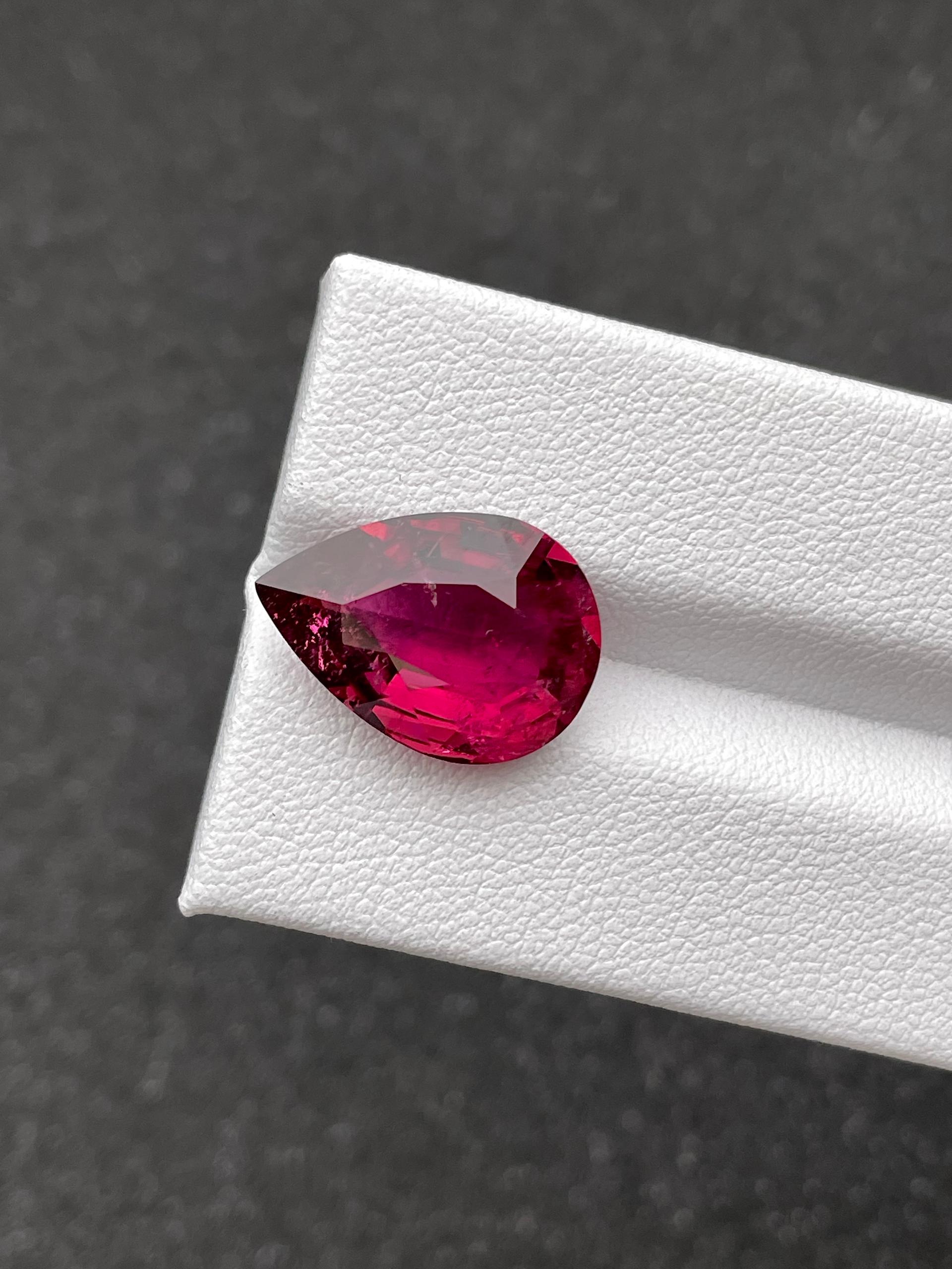 pink rubellite tourmaline, 7.17ct pear cut — view 5