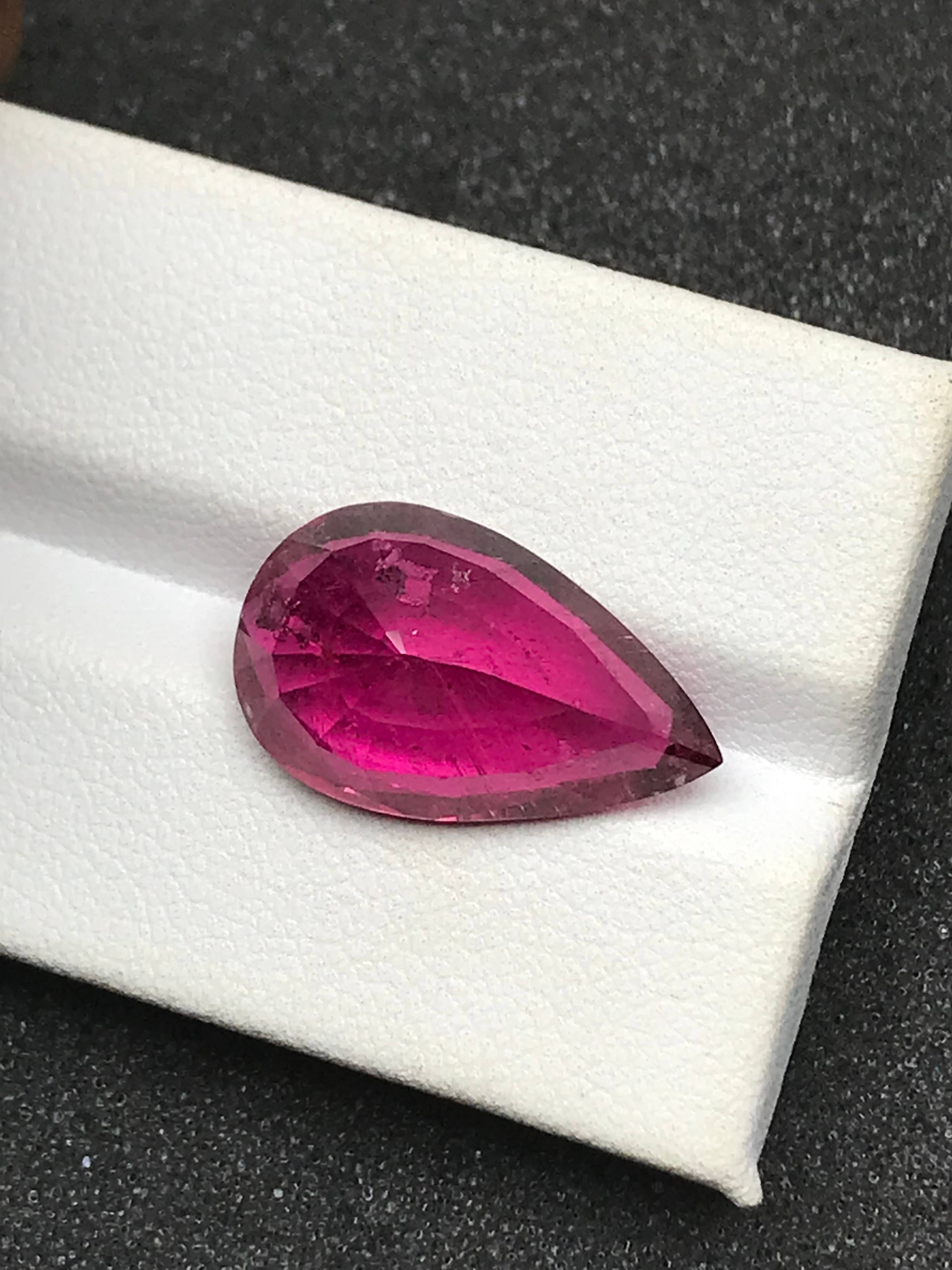 Vivid pink rubellite tourmaline, 10.27ct pear cut — view 7