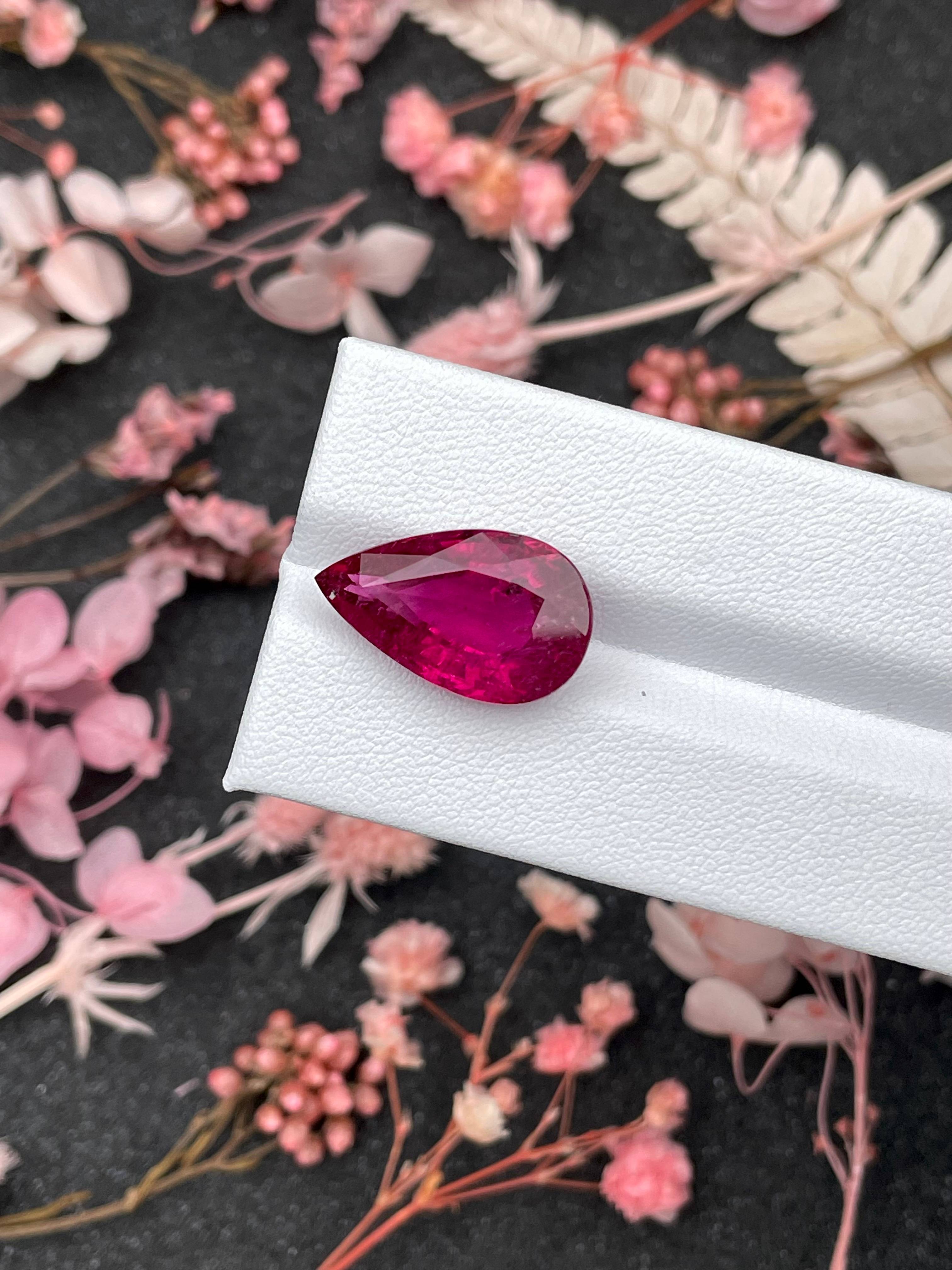 Vivid pink rubellite tourmaline, 10.27ct pear cut — view 8