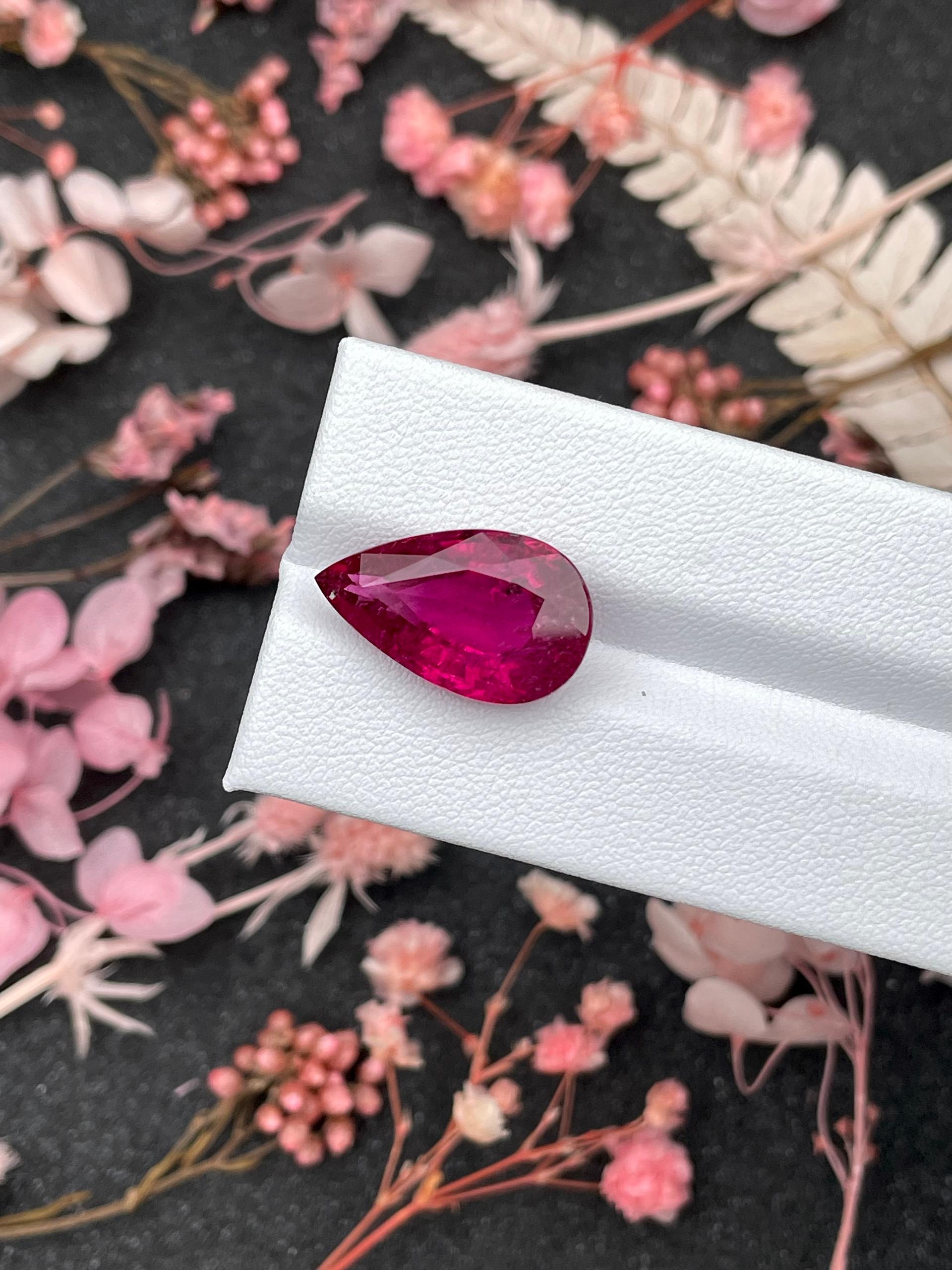 Vivid pink rubellite tourmaline, 10.27ct pear cut — view 8