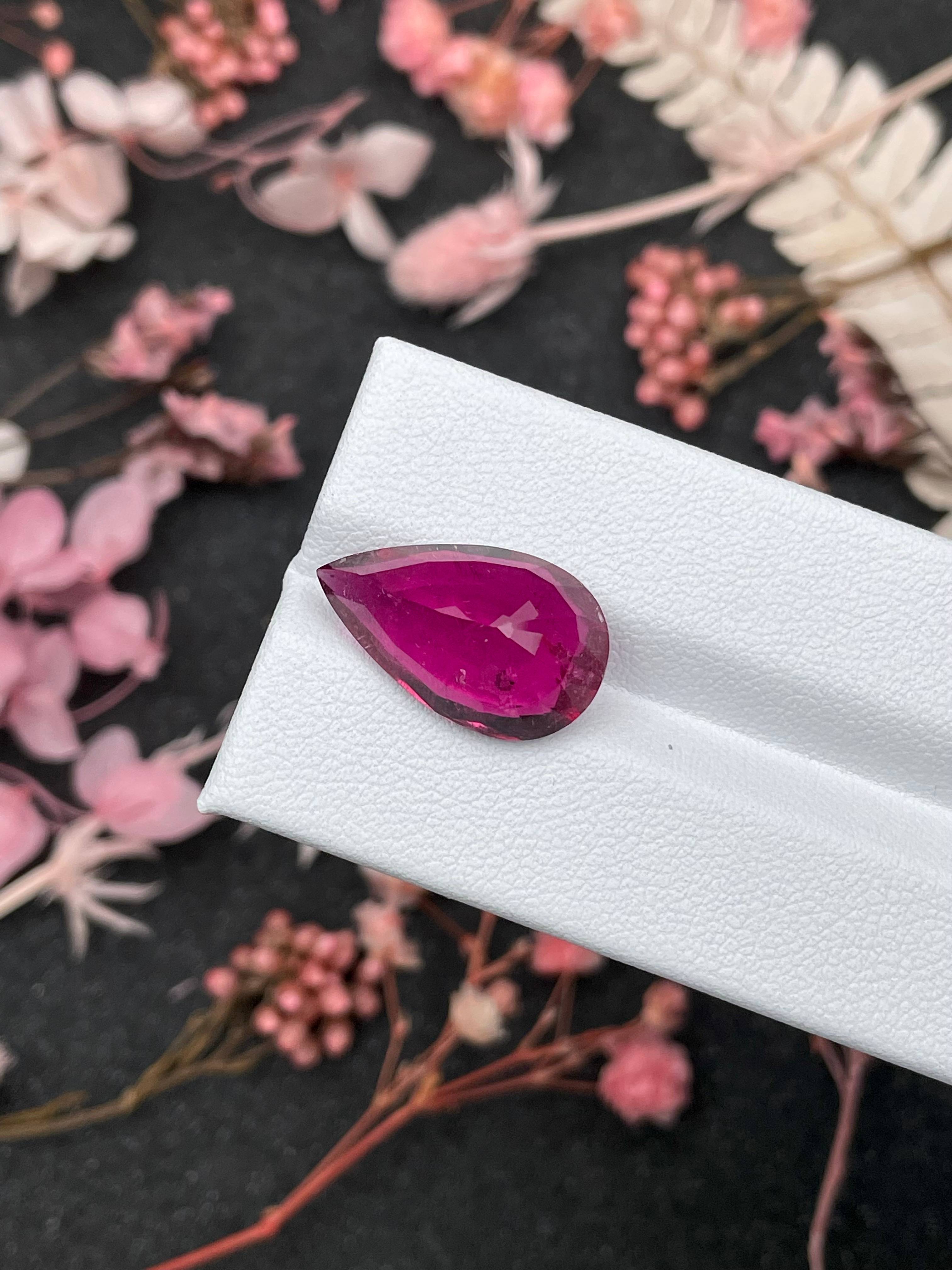 Vivid pink rubellite tourmaline, 10.27ct pear cut — view 9