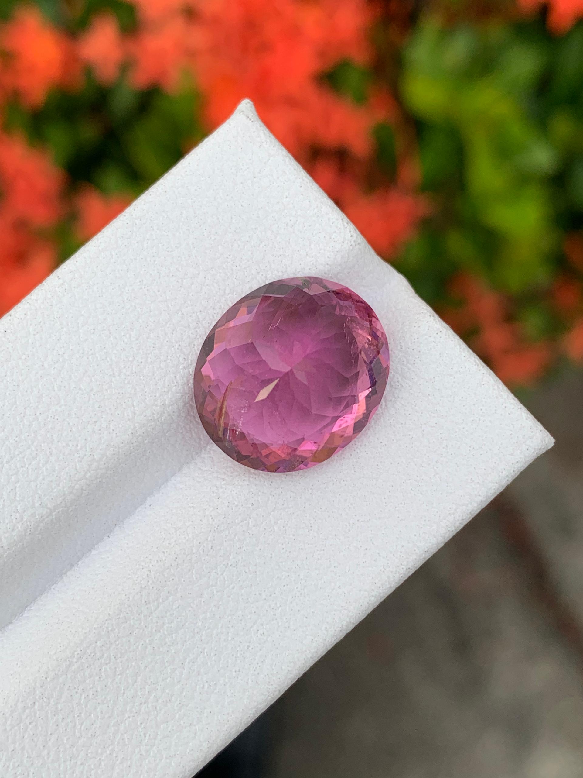 fuscia pink rubellite tourmaline, 8.34ct oval cut — view 5